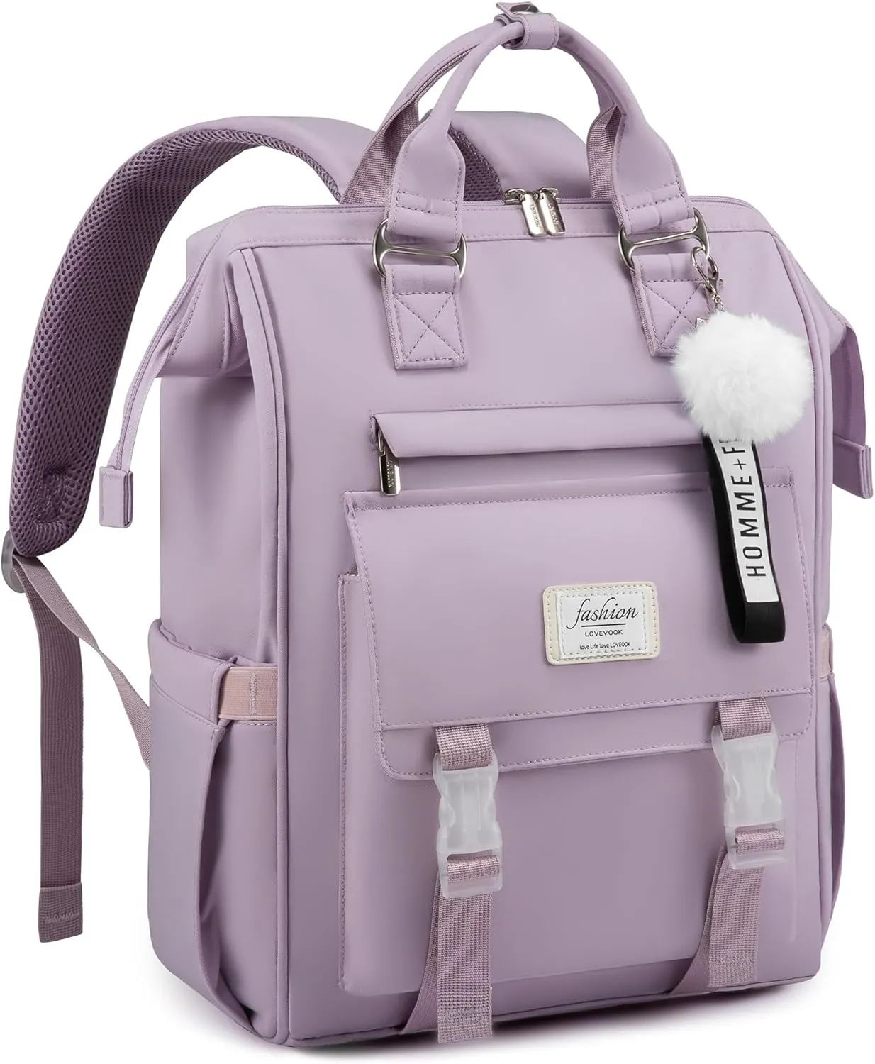 LOVEVOOK School Backpack for Student,15.6 Inch College Backpack, Light Weight Cute Bookbag for Girls, Waterproof Casual Daypack Laptop Backpack fits School Travel CasualTaro Purple