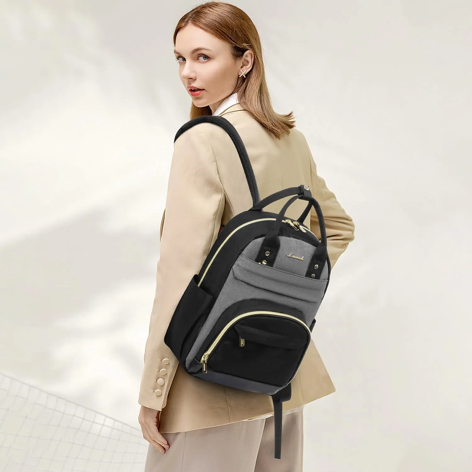 LOVEVOOK Small Backpack Purse for Women, Mini Backpack, Light Weight Cute Fashion Backpack for Work Daily Travel, Black-Grey