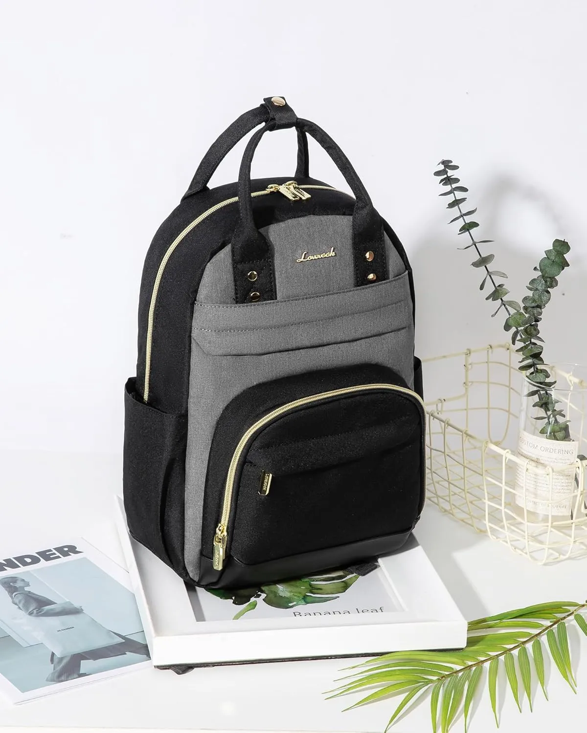 LOVEVOOK Small Backpack Purse for Women, Mini Backpack, Light Weight Cute Fashion Backpack for Work Daily Travel, Black-Grey