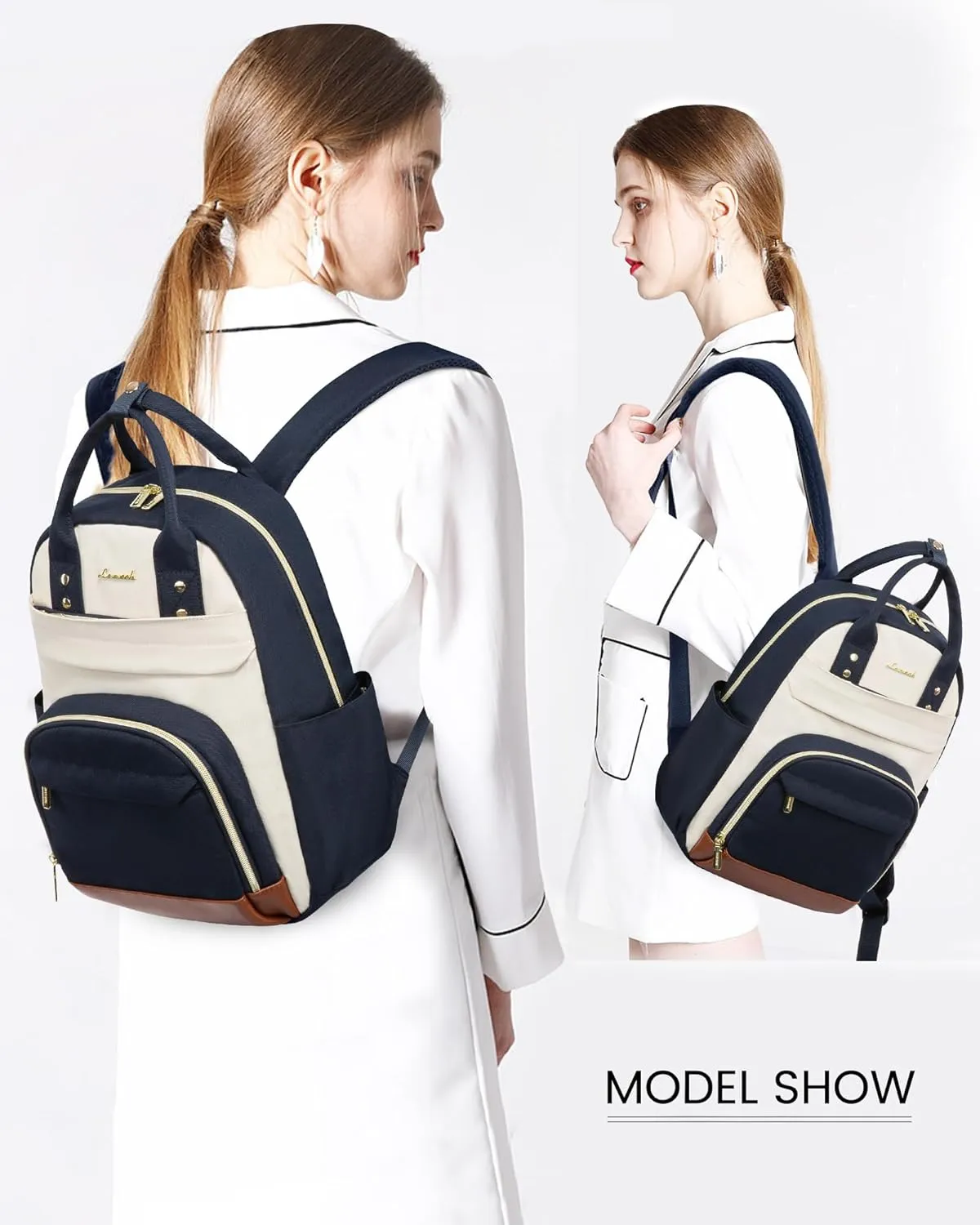 LOVEVOOK Small Backpack Purse for Women, Mini Backpack, Light Weight Fashion Backpack for Daily Travel, Drak Blue-Beige-Brown