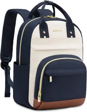 LOVEVOOK Small Backpack Purse for Women, Mini Backpack, Light Weight Fashion Backpack for Daily Travel, Drak Blue-Beige-Brown
