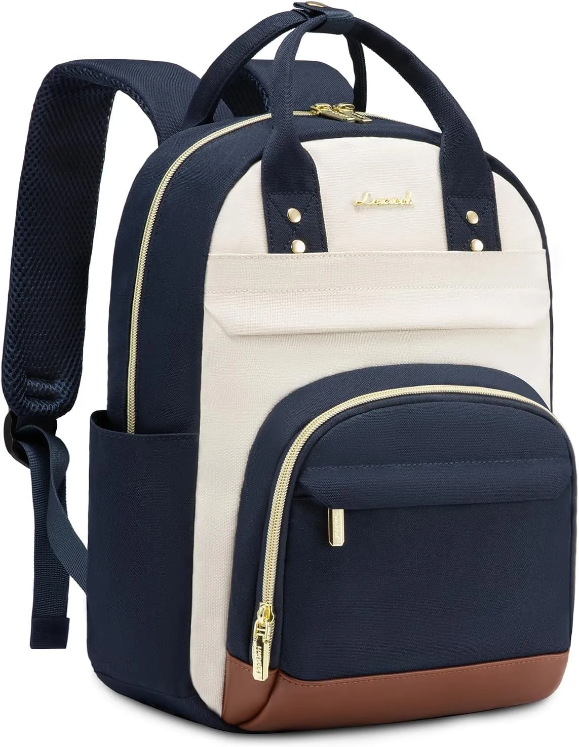 LOVEVOOK Small Backpack Purse for Women, Mini Backpack, Light Weight Fashion Backpack for Daily Travel, Drak Blue-Beige-Brown
