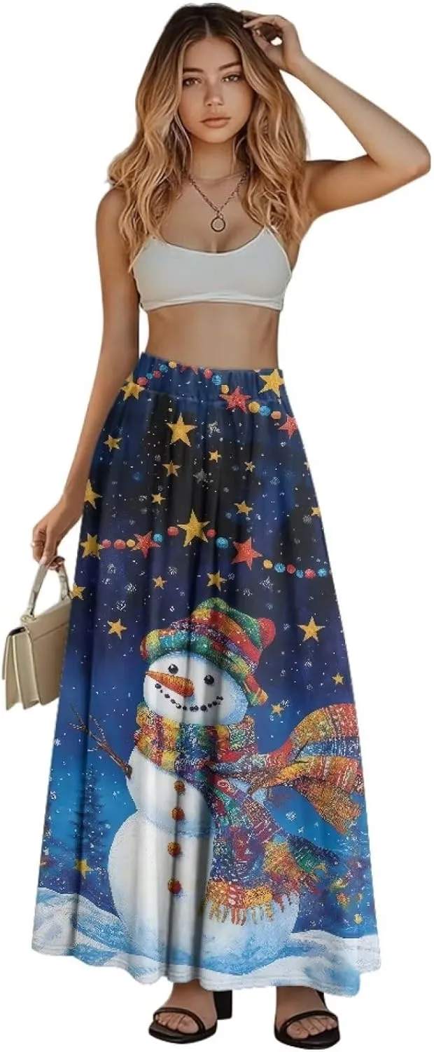 Maxi Skirt for Women Flowy High Waisted Long Skirt with Pockets Swing Skirts for Party Festival Wedding Size S-2XL