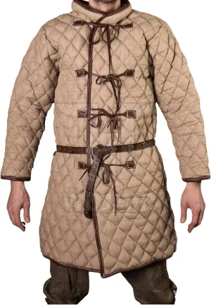 Medieval Thick Padded Under Chinmail Cotton Gambeson aketon jacket coat (Black, 4X-Large)
