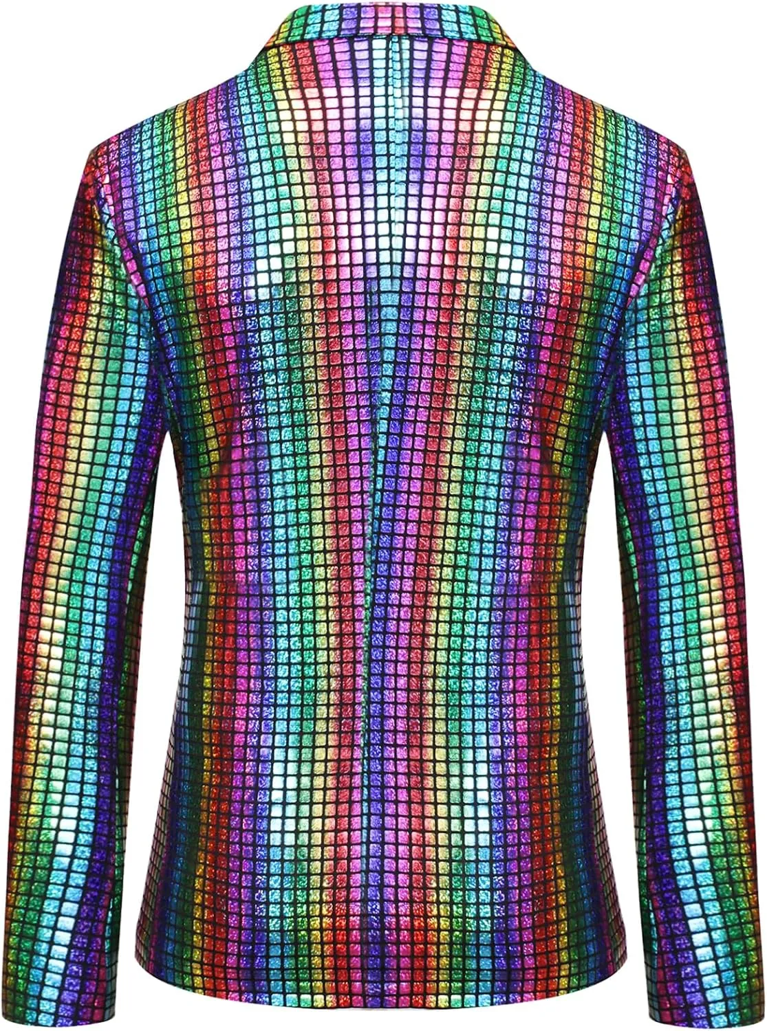 Men's 70s Disco 2 Piece Set Stretchy Shiny Suits Sequin Jacket and Pants