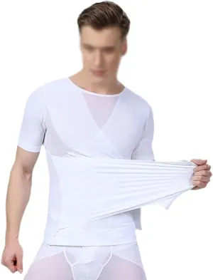 Men's Compression Tank Top Undershirts Slimming Body Shaper Muscle Vest with Hooks Design Shapewear