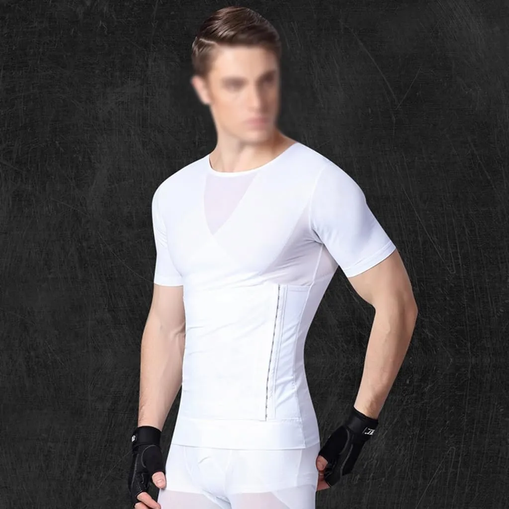 Men's Compression Tank Top Undershirts Slimming Body Shaper Muscle Vest with Hooks Design Shapewear