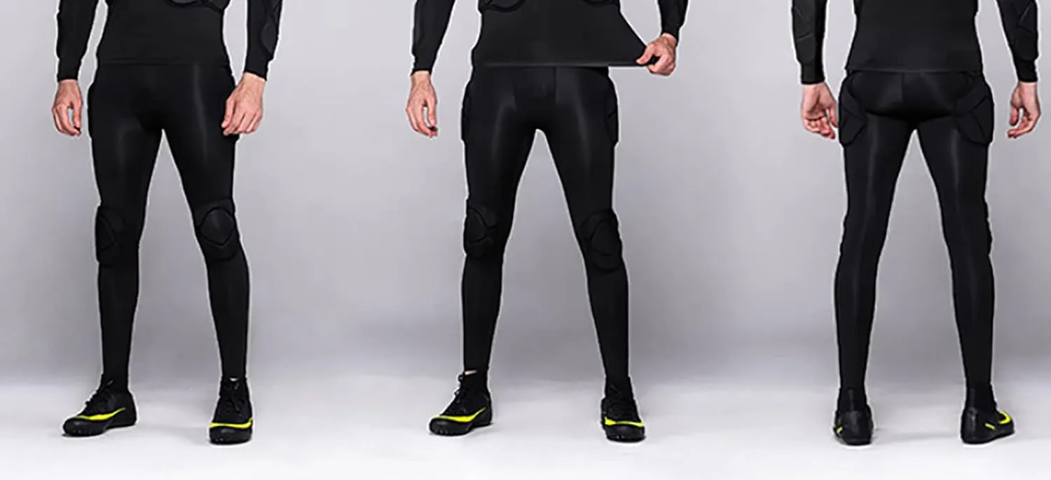 Mens Padded Compression Pants Football Girdles Athletic Leggings for Soccer Basketball Paintball Hockey