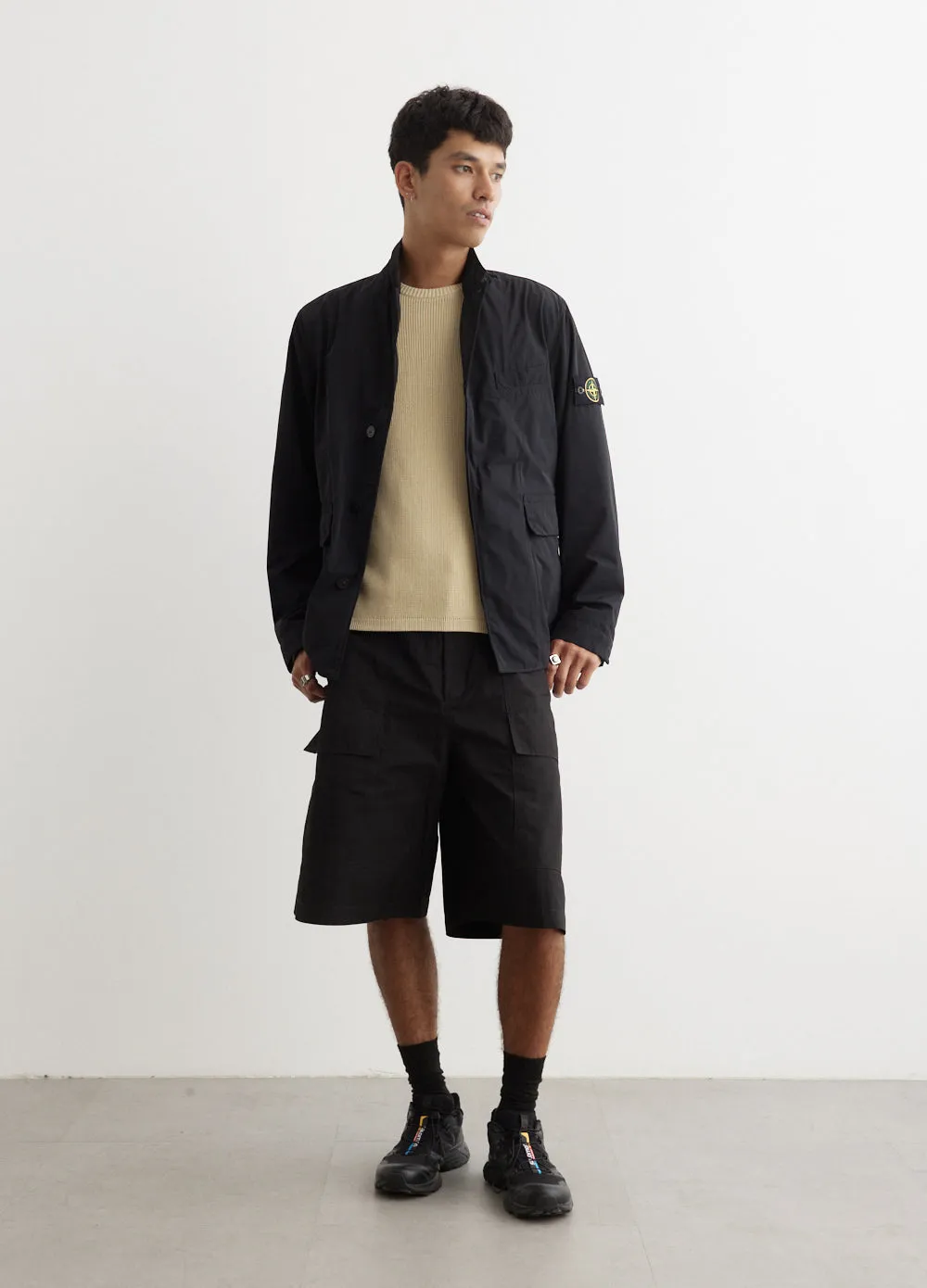 Micro Twill Snap Collar Blazer