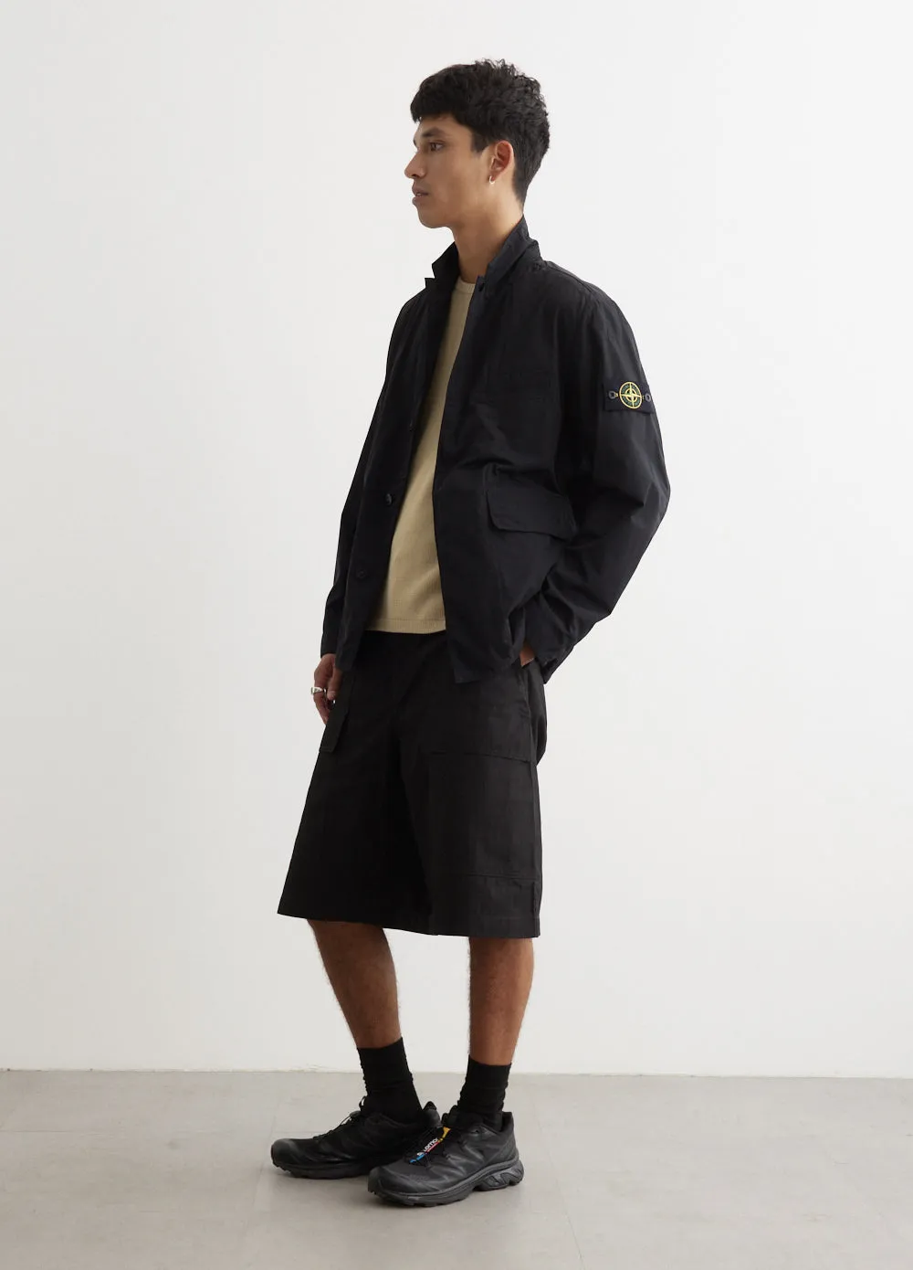 Micro Twill Snap Collar Blazer