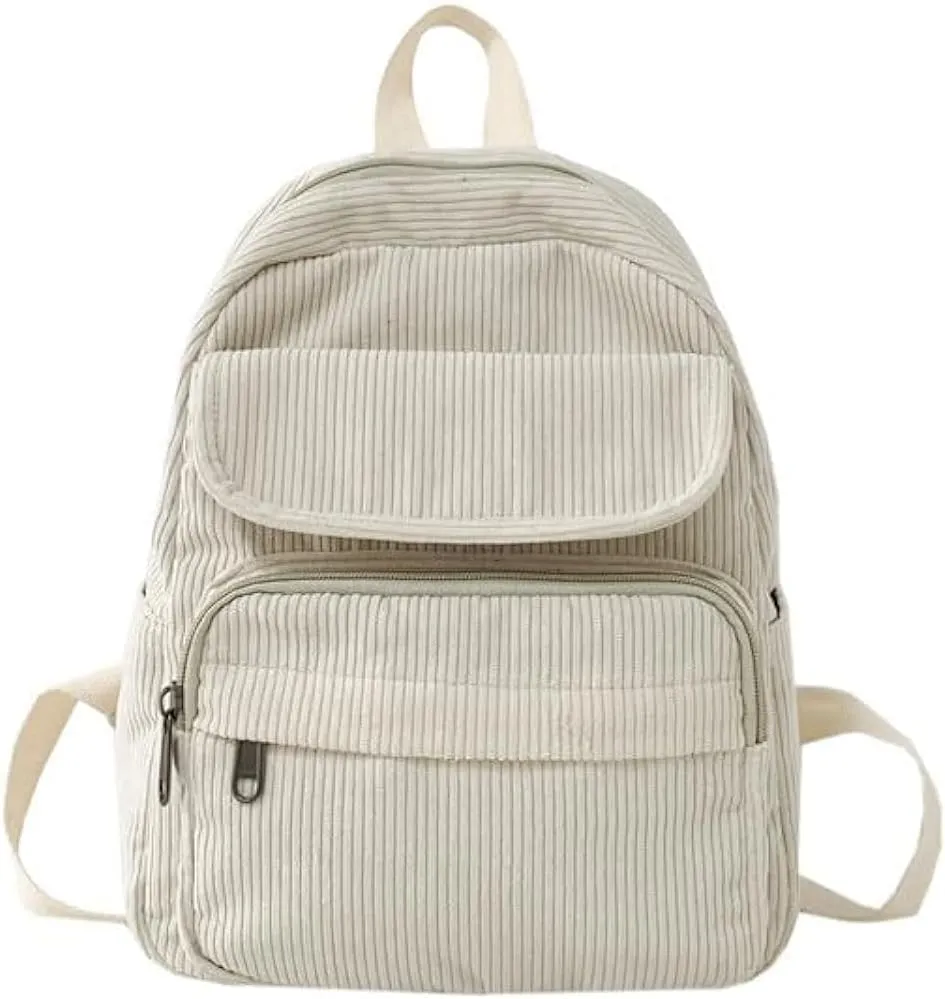 Mini Backpack for Women Small Backpack Purse Aesthetic Backpack Tiny Corduroy Backpack Light Weight (Beige)
