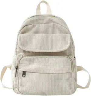 Mini Backpack for Women Small Backpack Purse Aesthetic Backpack Tiny Corduroy Backpack Light Weight (Beige)
