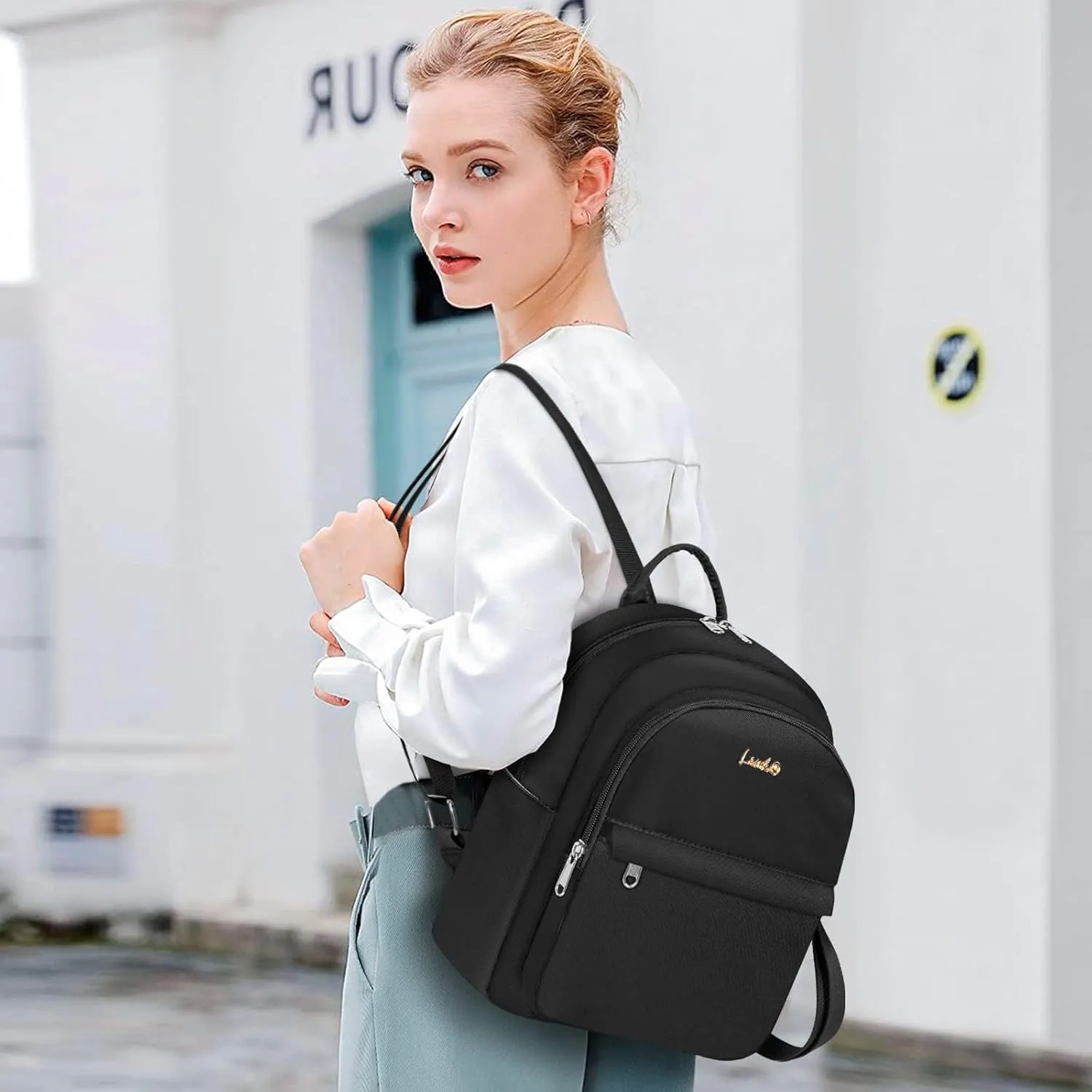 Mini Backpack for Women Teen Girls Fashion Solid Color Light Weight Waterproof Backpack Travel Fashion Purses Daily (Black)