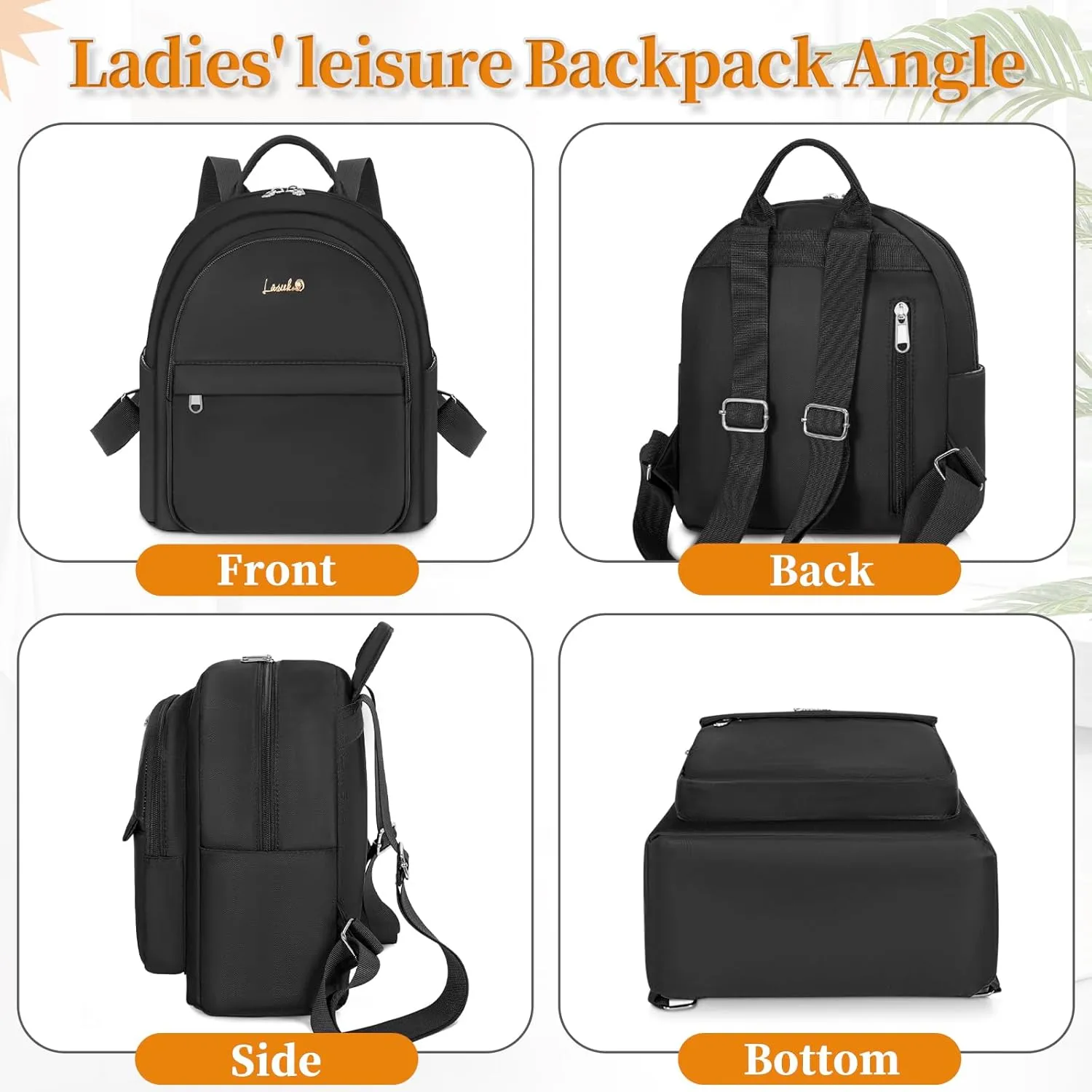 Mini Backpack for Women Teen Girls Fashion Solid Color Light Weight Waterproof Backpack Travel Fashion Purses Daily (Black)