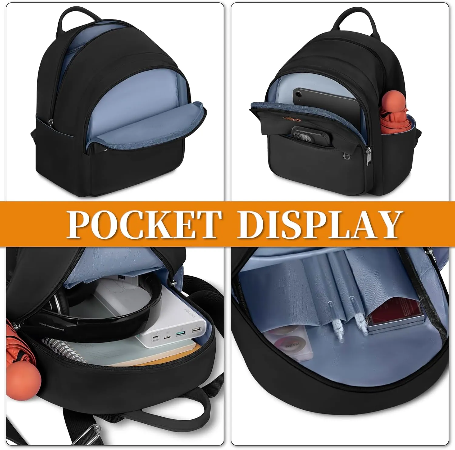 Mini Backpack for Women Teen Girls Fashion Solid Color Light Weight Waterproof Backpack Travel Fashion Purses Daily (Black)