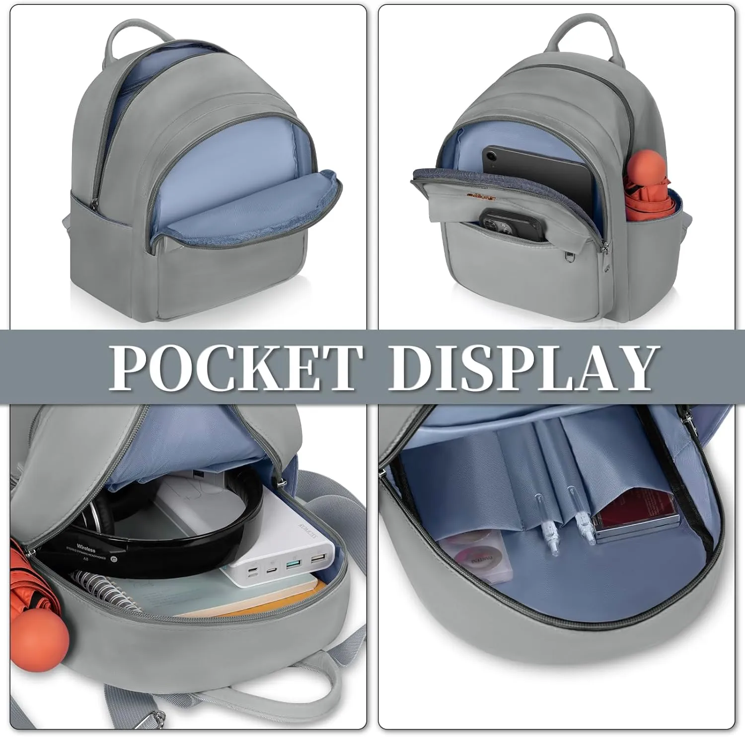 Mini Backpack for Women Teen Girls Fashion Solid Color Light Weight Waterproof Backpack Travel Fashion Purses Daily (Grey)