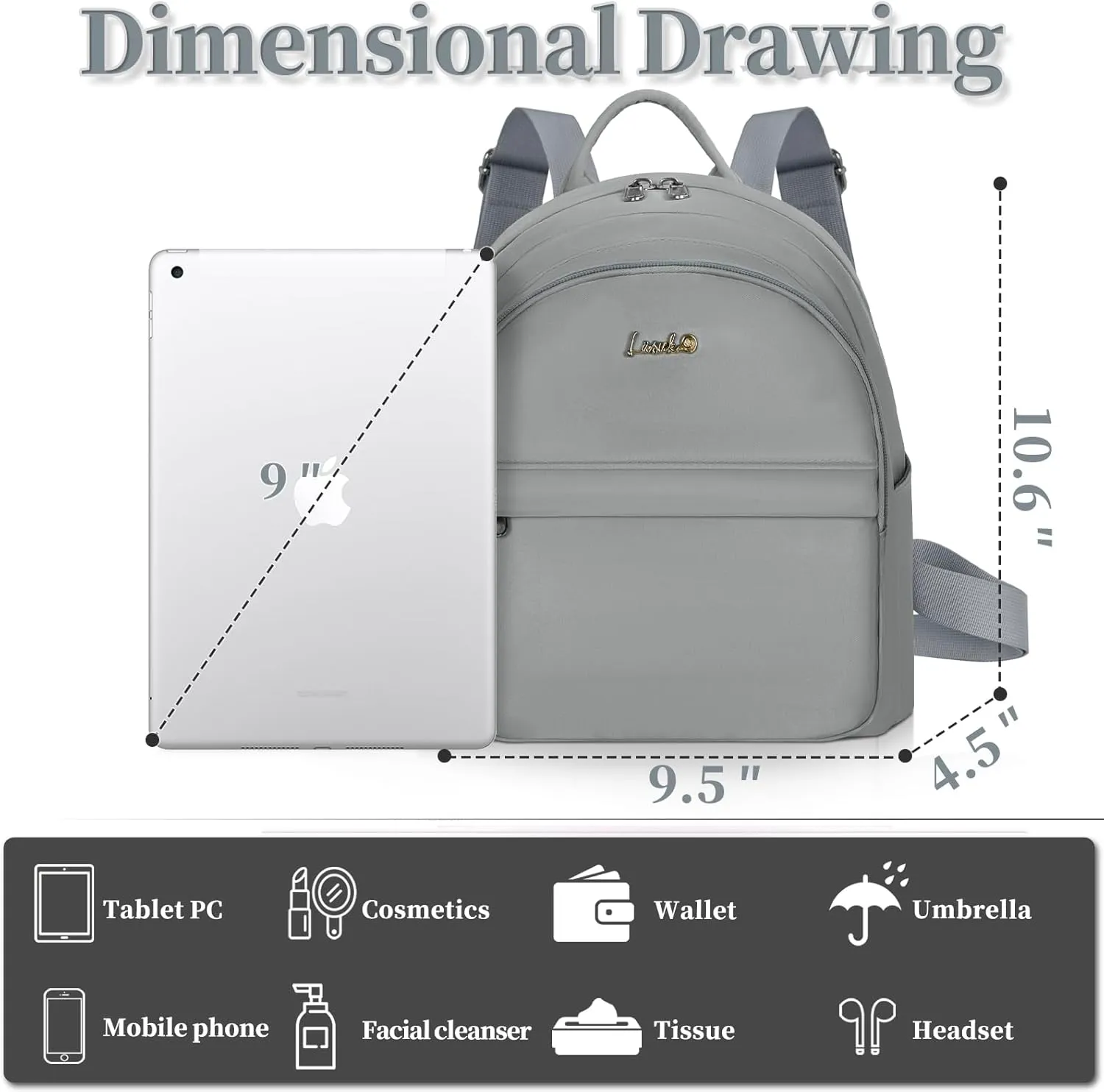 Mini Backpack for Women Teen Girls Fashion Solid Color Light Weight Waterproof Backpack Travel Fashion Purses Daily (Grey)