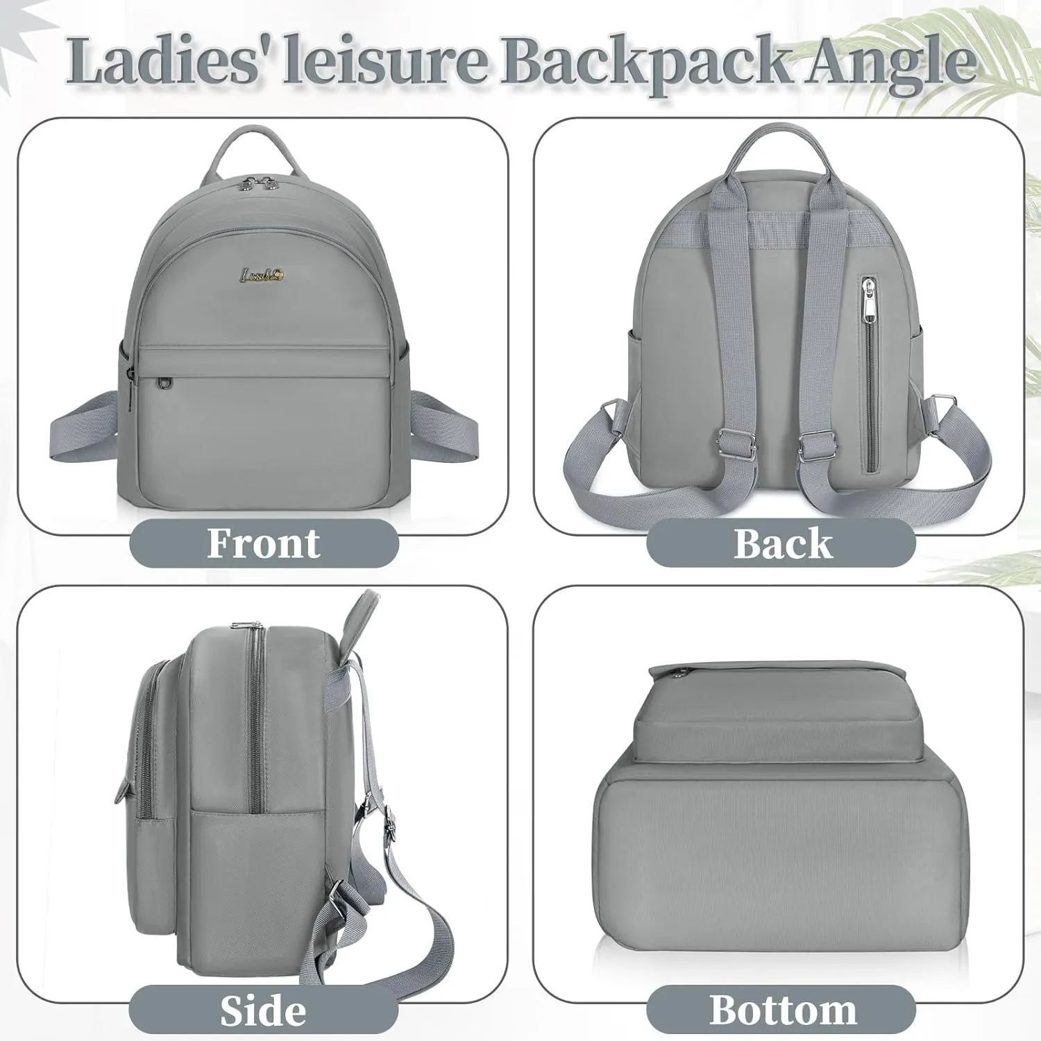 Mini Backpack for Women Teen Girls Fashion Solid Color Light Weight Waterproof Backpack Travel Fashion Purses Daily (Grey)