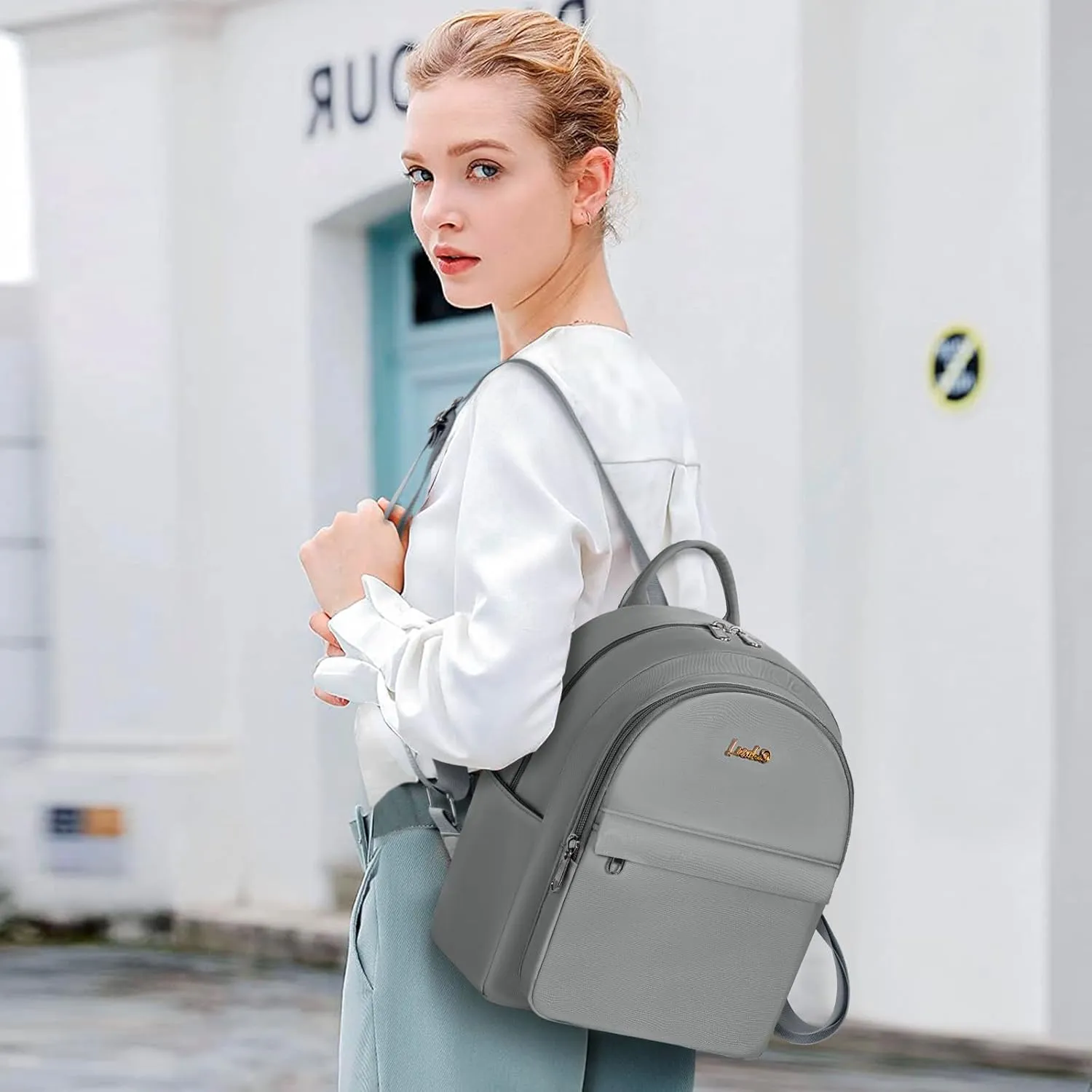 Mini Backpack for Women Teen Girls Fashion Solid Color Light Weight Waterproof Backpack Travel Fashion Purses Daily (Grey)