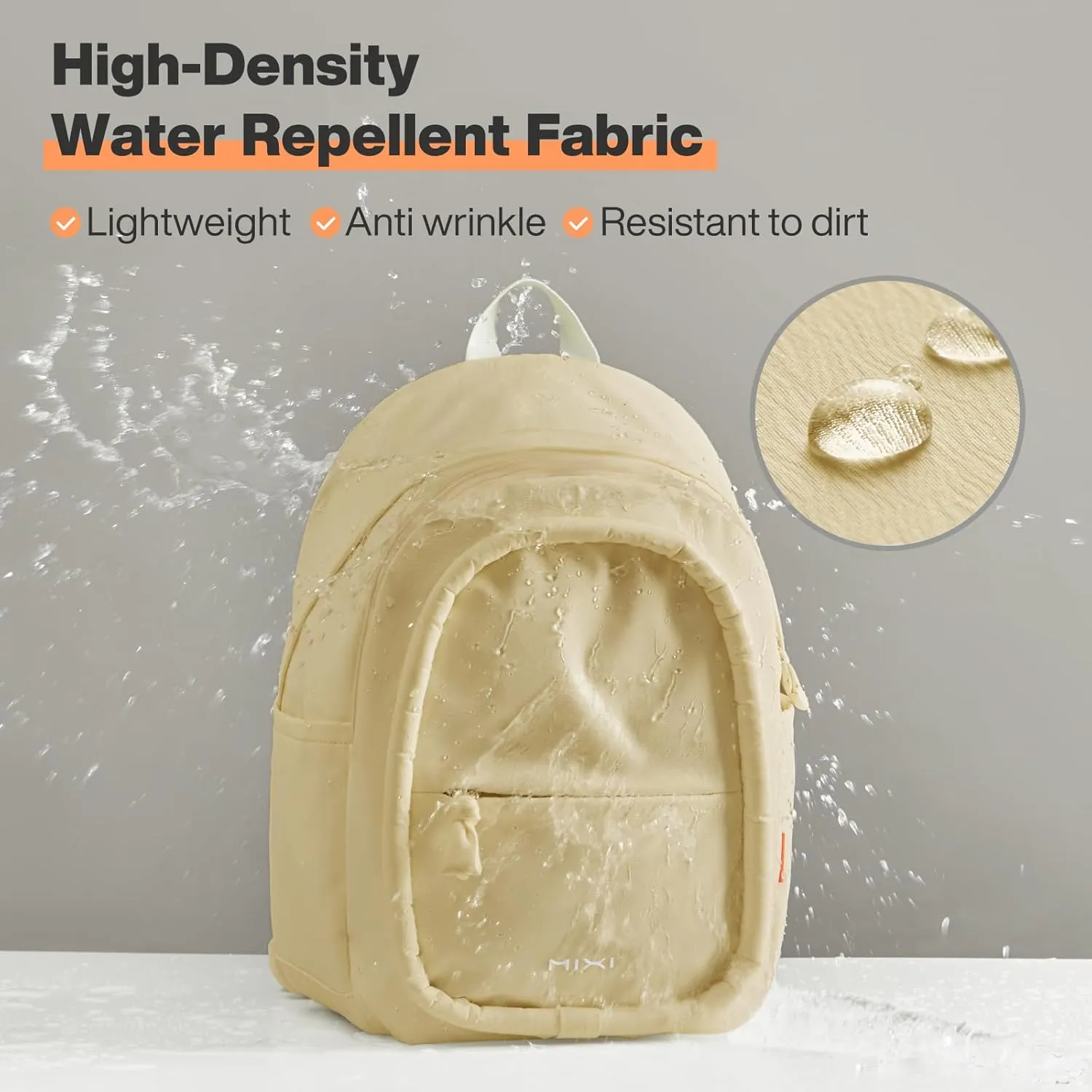 mixi Sweet Design Women Backpack Cute Book Bag with Shockproof 15.6" Laptop Pocket Casual Daily Light Weight, Creamy Yellow