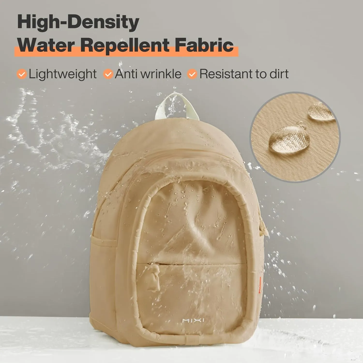 mixi Sweet Design Women Backpack Girls Cute Book Bag with Shockproof 15.6" Laptop Pocket Casual Daily Light Weight, Milky Apricot