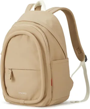 mixi Sweet Design Women Backpack Girls Cute Book Bag with Shockproof 15.6" Laptop Pocket Casual Daily Light Weight, Milky Apricot