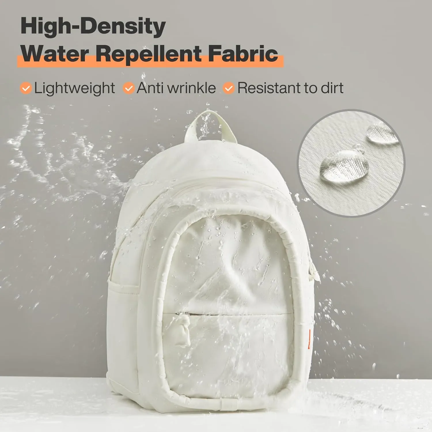 mixi Sweet Design Women Backpack Girls Cute Book Bag with Shockproof 15.6" Laptop Pocket Casual Daily Light Weight, Pearl White