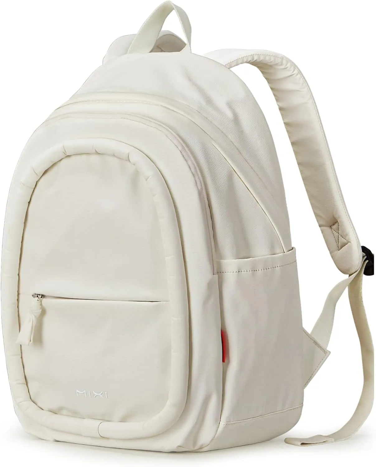 mixi Sweet Design Women Backpack Girls Cute Book Bag with Shockproof 15.6" Laptop Pocket Casual Daily Light Weight, Pearl White