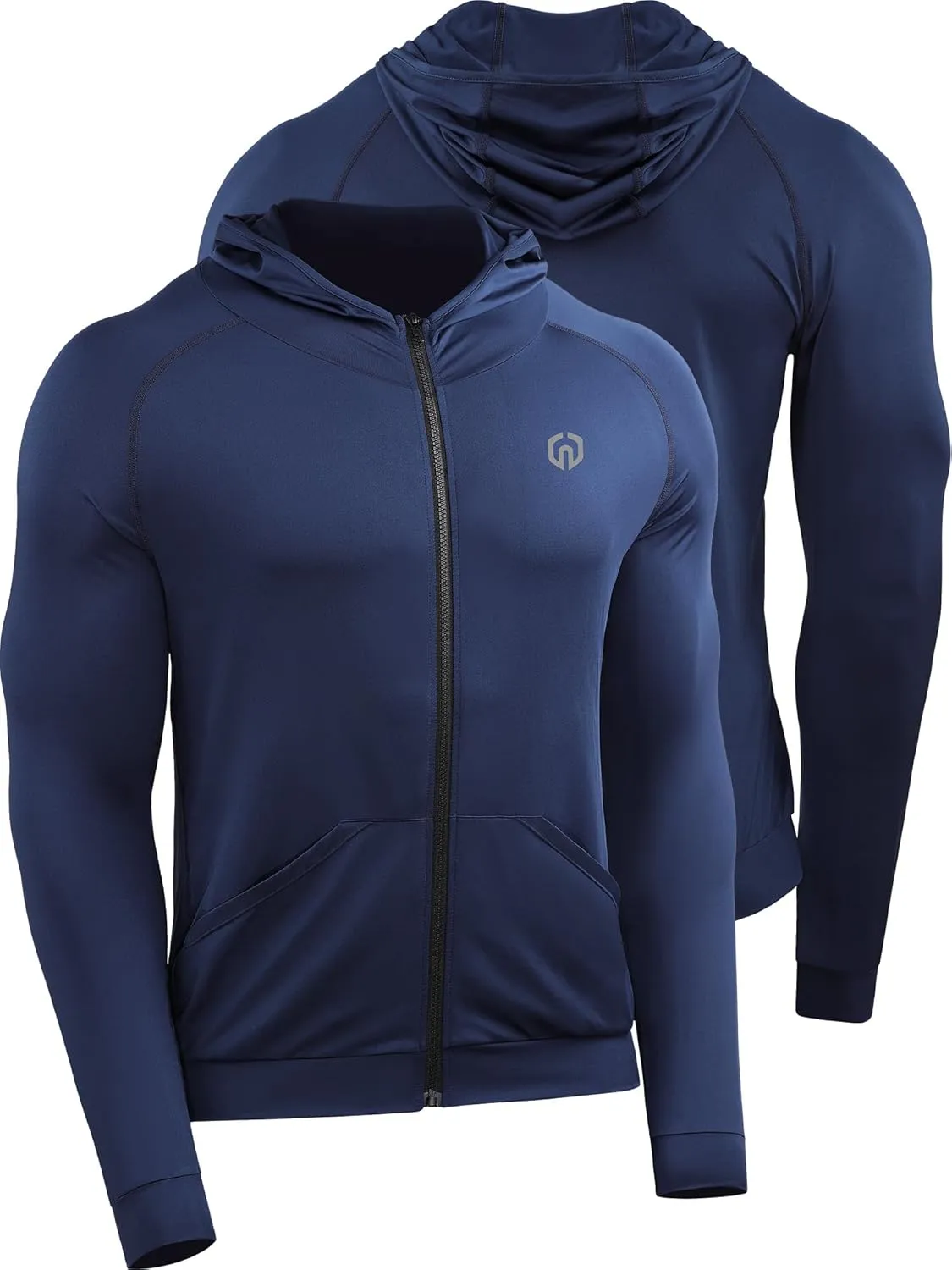 NELEUS Men's Full-Zip Athletic Jacket with Hoodies Workout Long Sleeve Fishing Hiking Performance Shirt