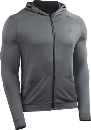 NELEUS Men's Full-Zip Athletic Jacket with Hoodies Workout Long Sleeve Fishing Hiking Performance Shirt