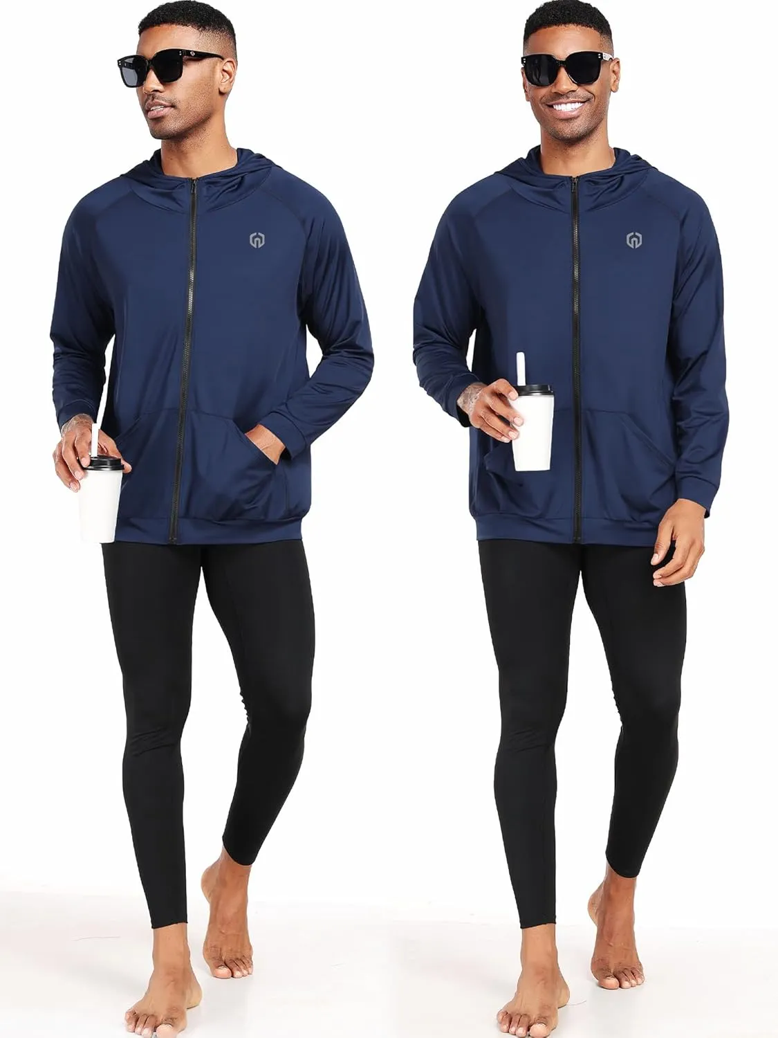 NELEUS Men's Full-Zip Athletic Jacket with Hoodies Workout Long Sleeve Fishing Hiking Performance Shirt