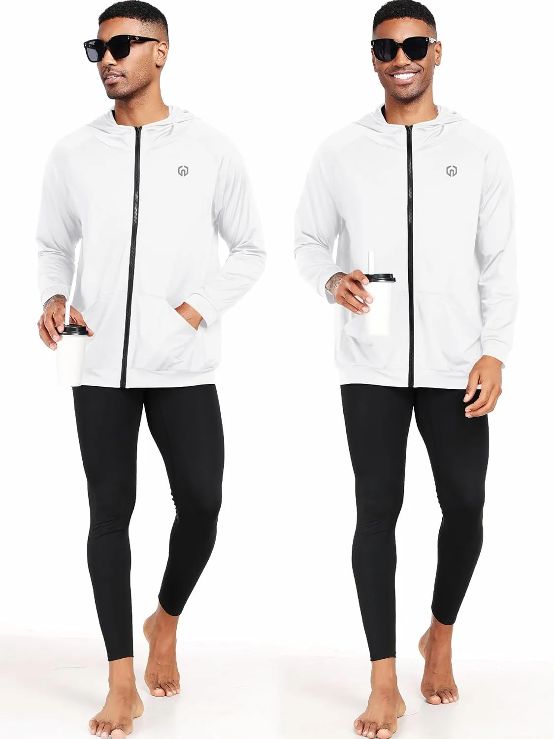 NELEUS Men's Full-Zip Athletic Jacket with Hoodies Workout Long Sleeve Fishing Hiking Performance Shirt