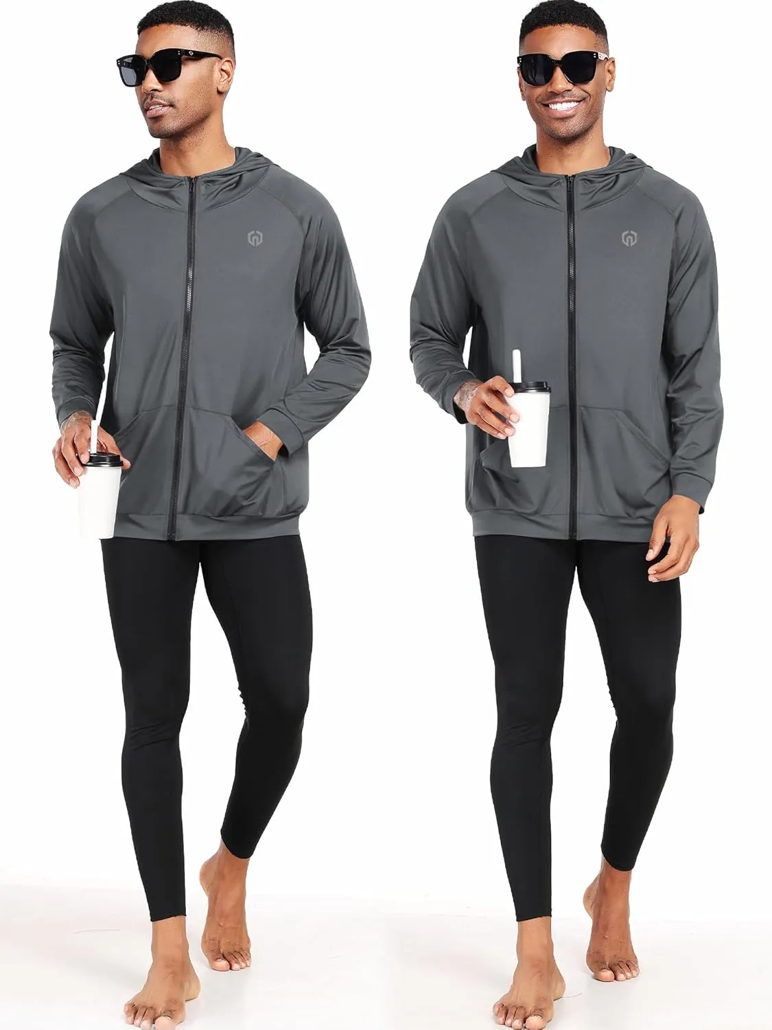 NELEUS Men's Full-Zip Athletic Jacket with Hoodies Workout Long Sleeve Fishing Hiking Performance Shirt