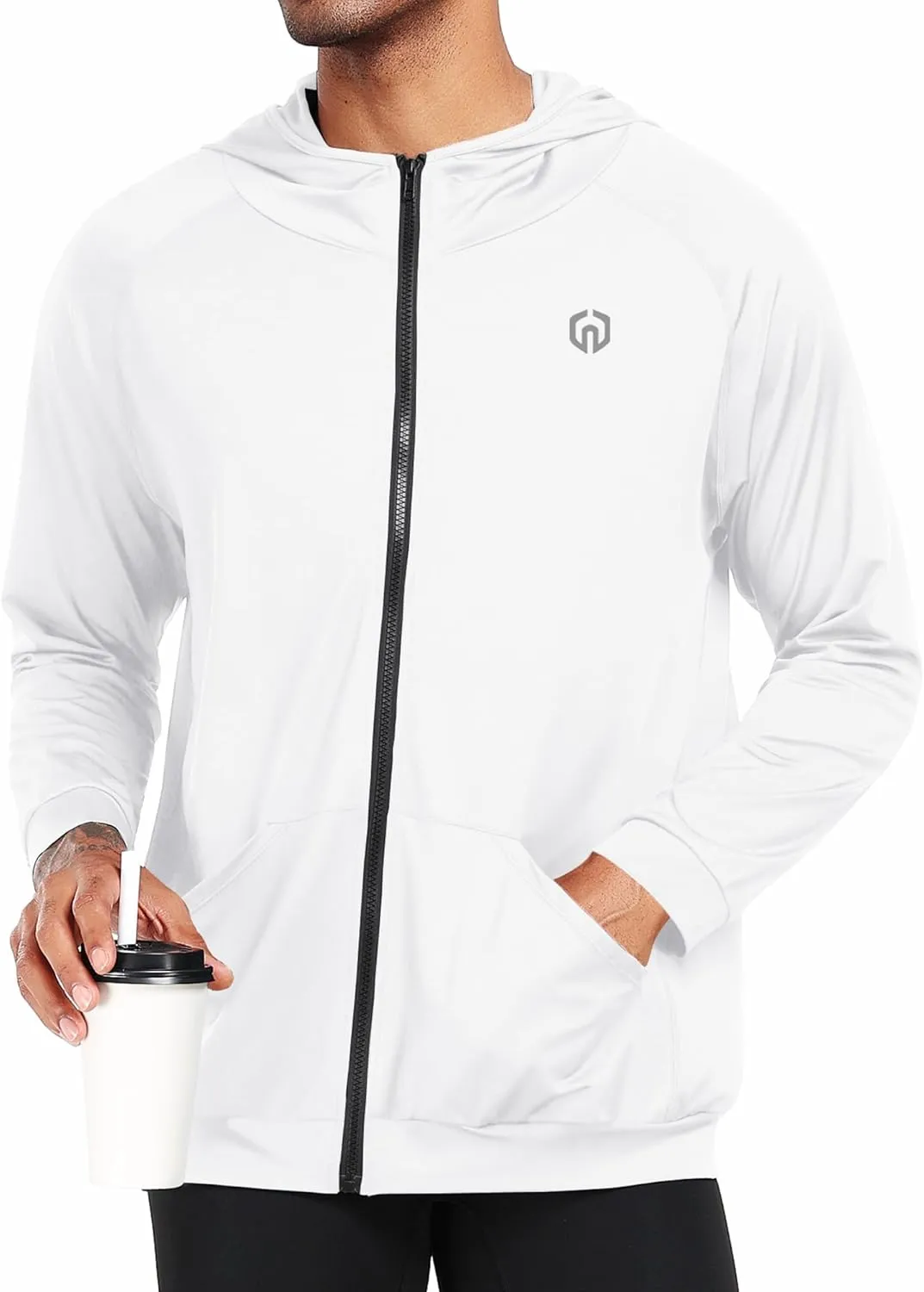 NELEUS Men's Full-Zip Athletic Jacket with Hoodies Workout Long Sleeve Fishing Hiking Performance Shirt