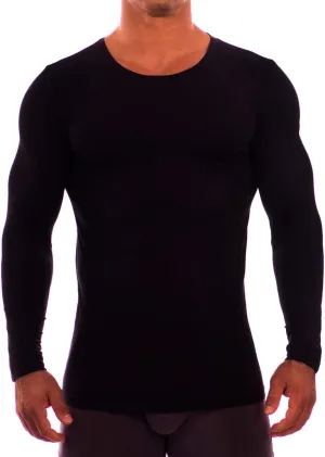 OBVIOUSLY Men's Essence Crew Neck Long Sleeve Undershirt (Black, Medium)