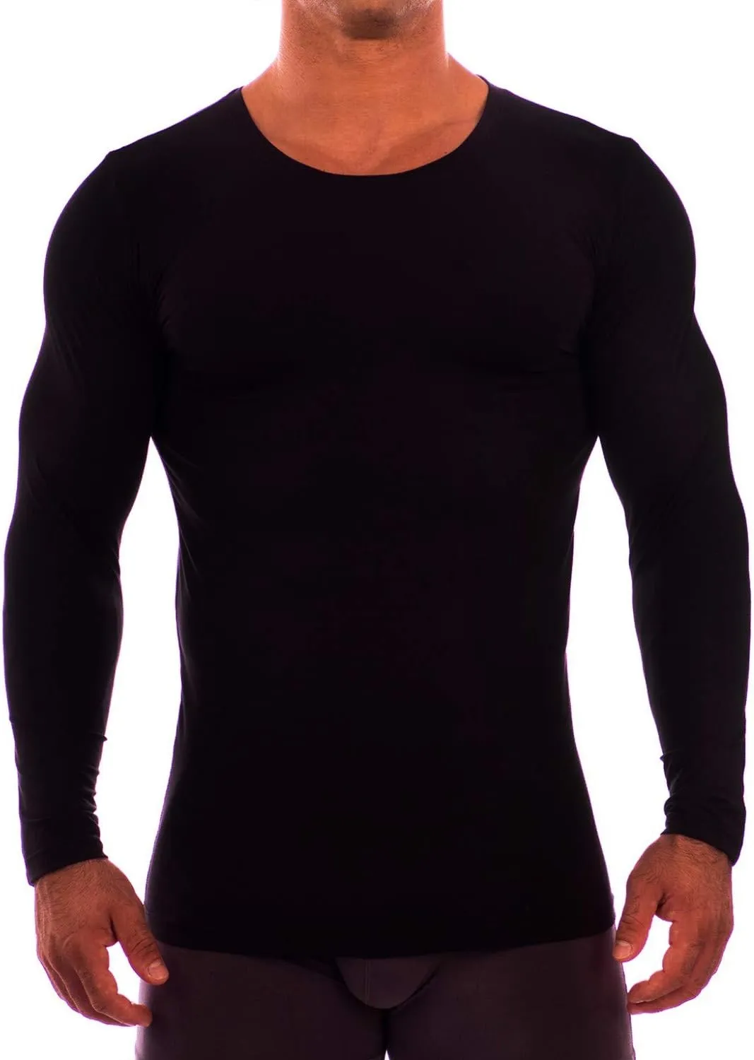 OBVIOUSLY Men's Essence Crew Neck Long Sleeve Undershirt (Black, Medium)