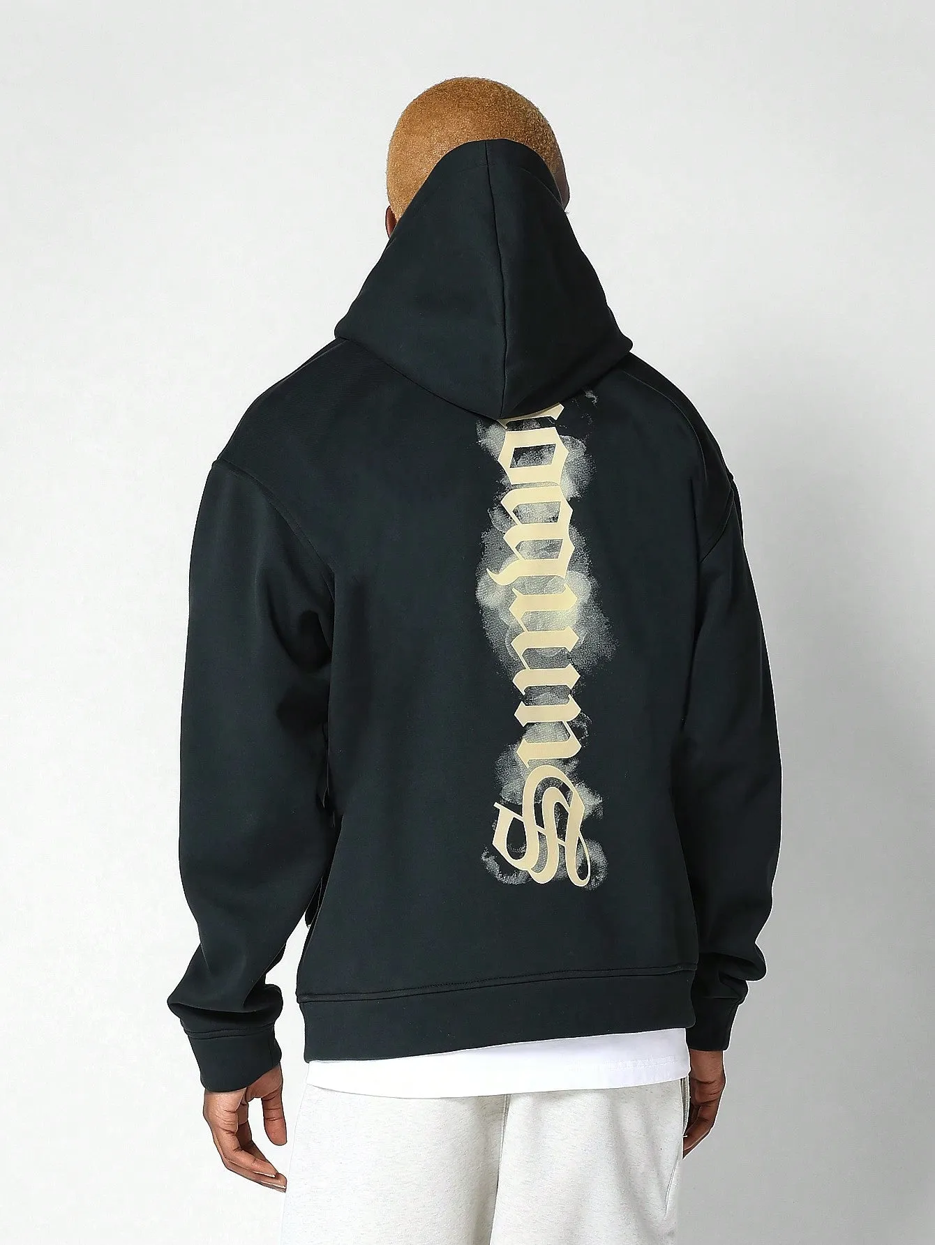 Overhead Washed Hoodie With Back Graphic Print