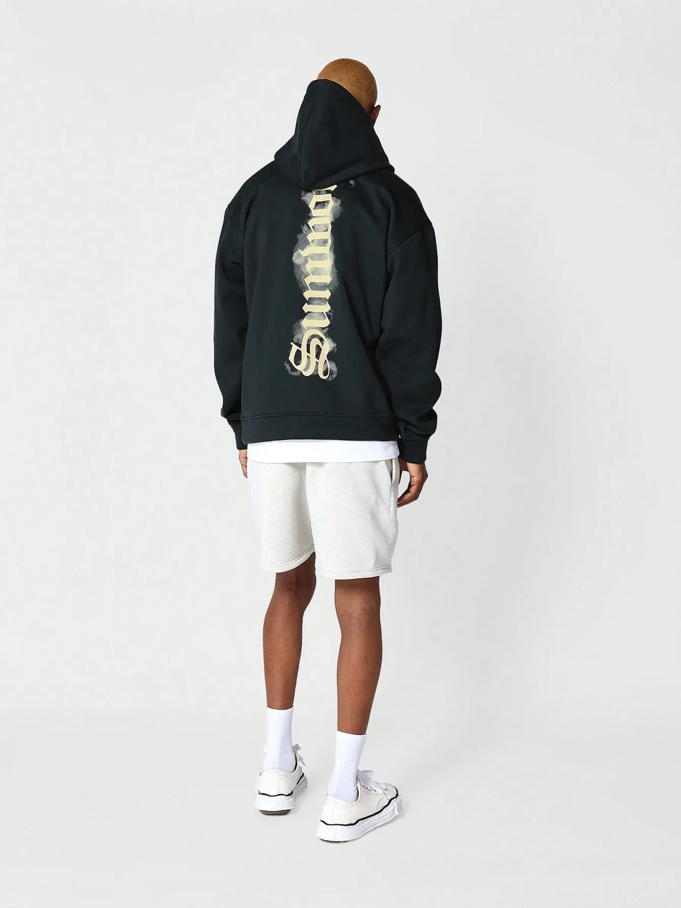 Overhead Washed Hoodie With Back Graphic Print