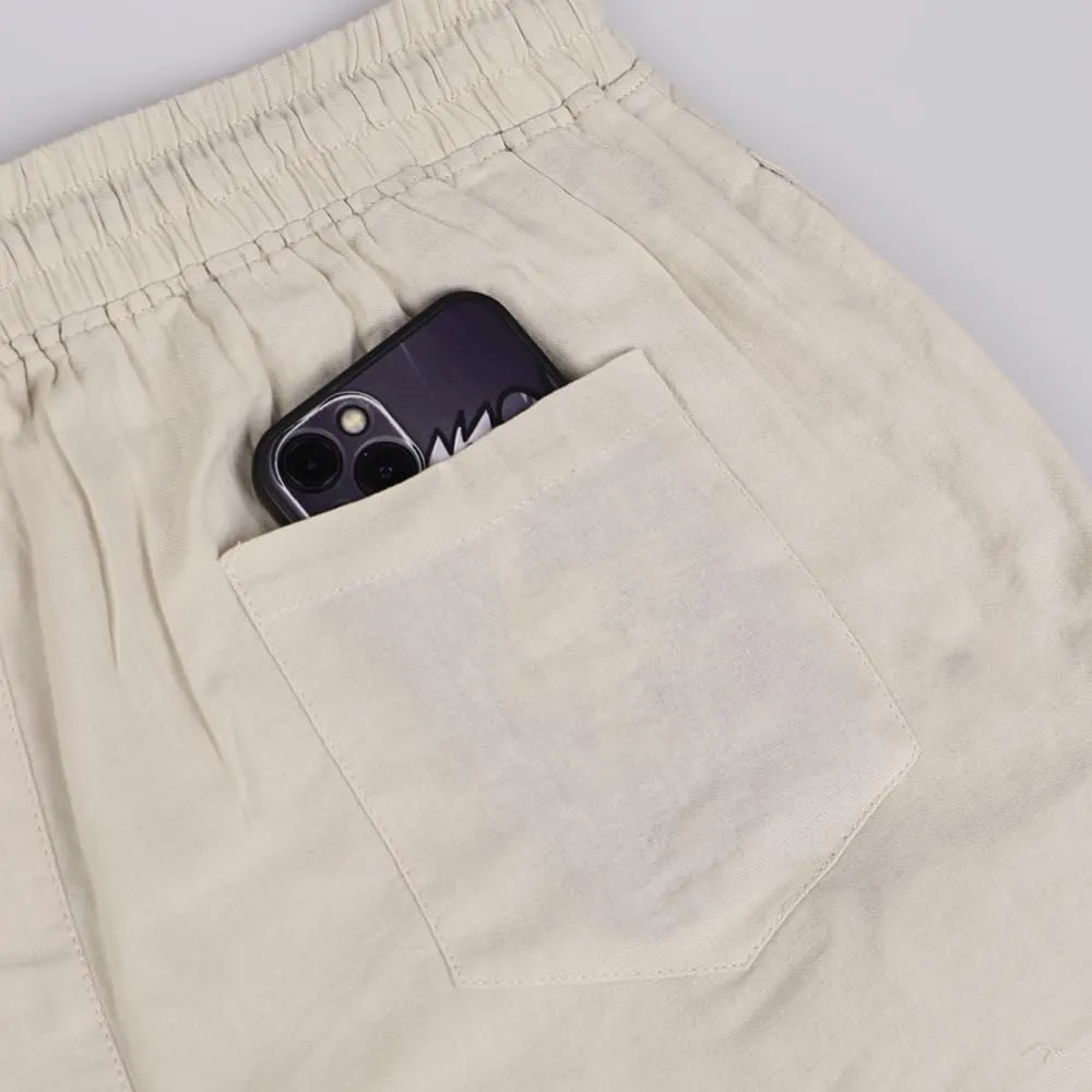 palglg Mens or Womens 100% Cotton Trousers with Elastic Waist & Out-Drawstring for Yoga Pants & Beach Wear