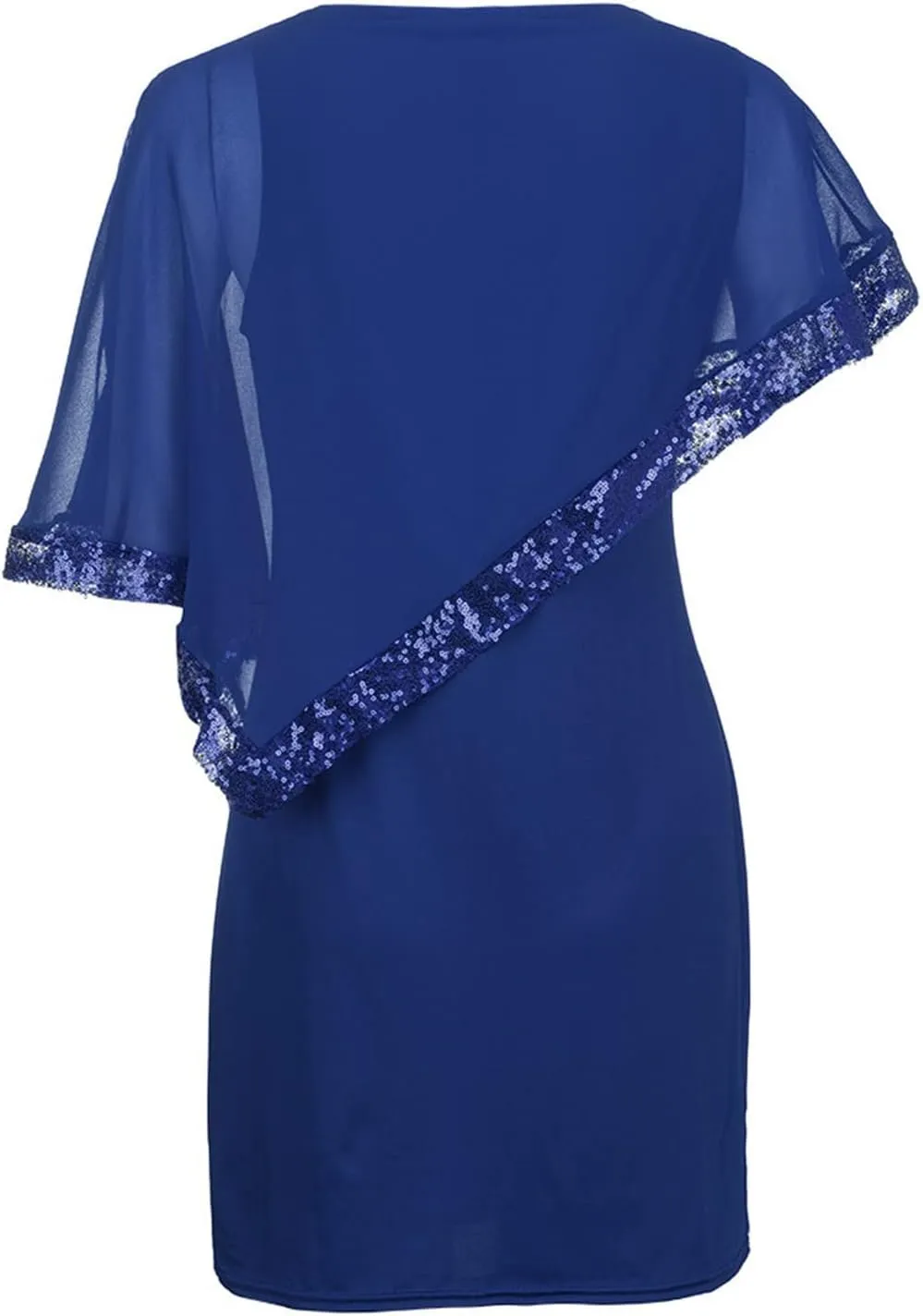 Plus Size Dresses for Curvy Women,2024 Trendy Irregular Chiffon Cape Wedding Guest Dress,Elegant Bodycon Midi Pencil Dress