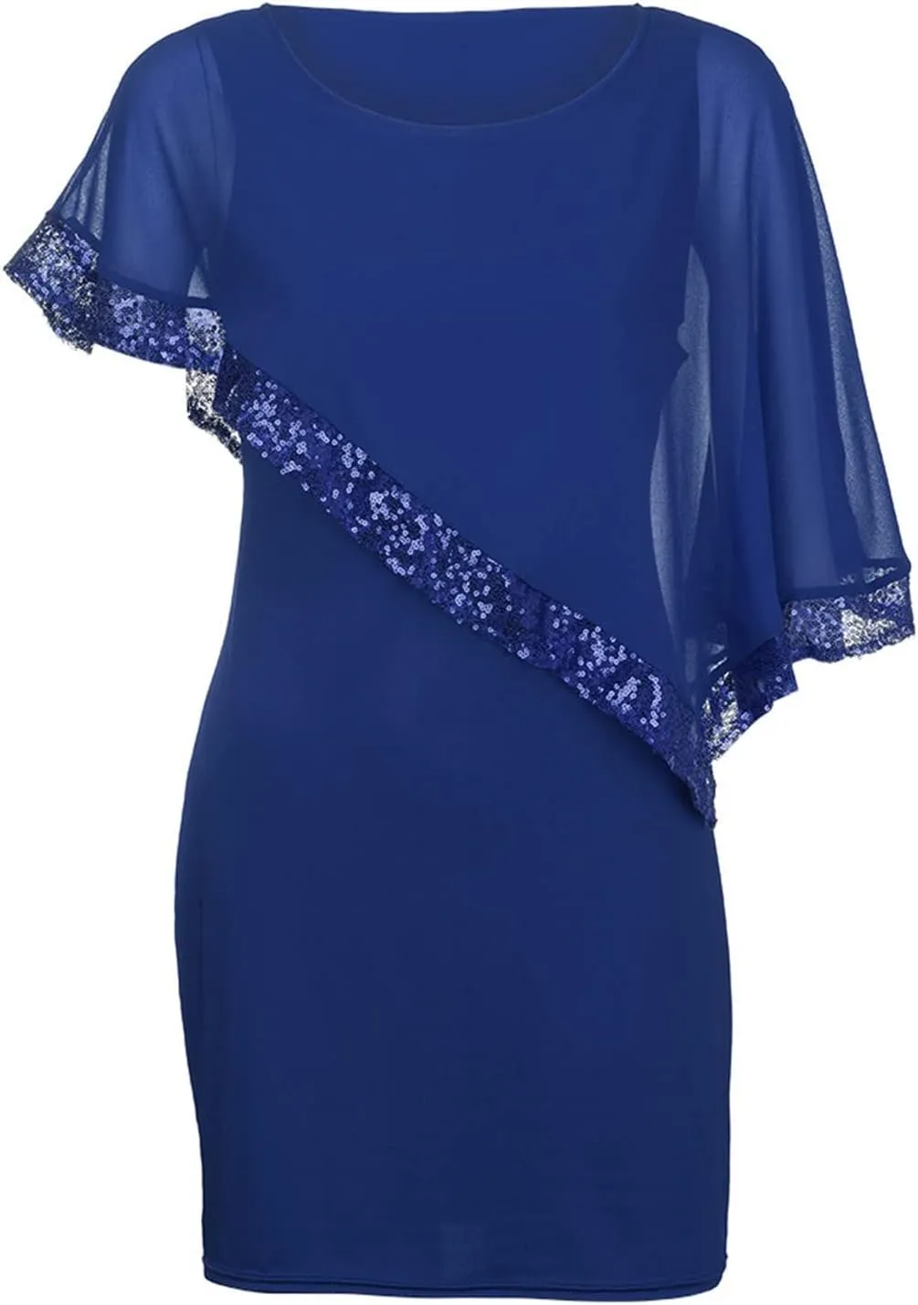 Plus Size Dresses for Curvy Women,2024 Trendy Irregular Chiffon Cape Wedding Guest Dress,Elegant Bodycon Midi Pencil Dress