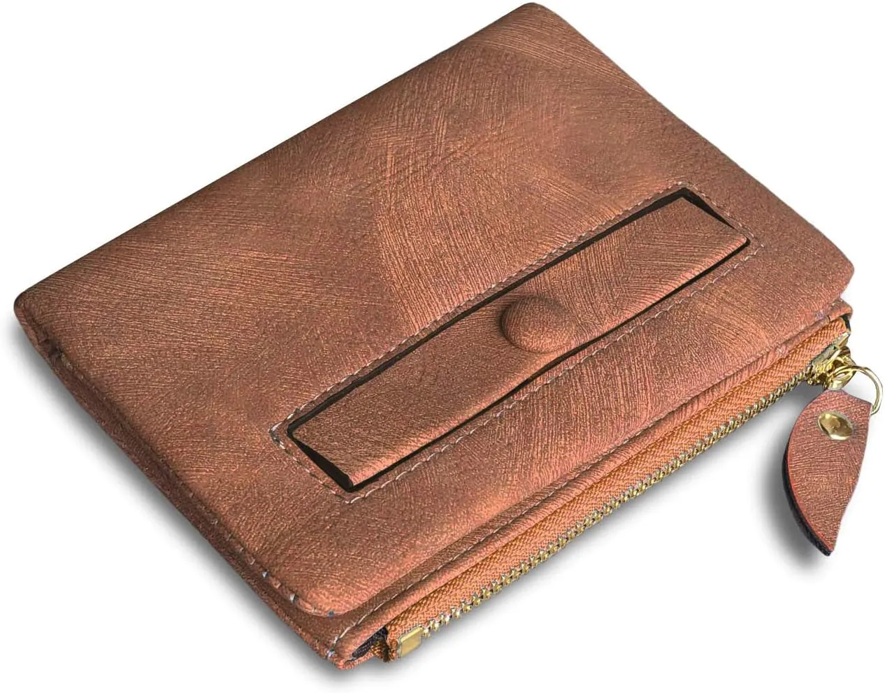 PofeeXIO Womens Wallets Small Rfid Ladies Bifold Wallet With Zipper Coin Pocket,Mini Purse Soft Compact Thin (Light Brown)
