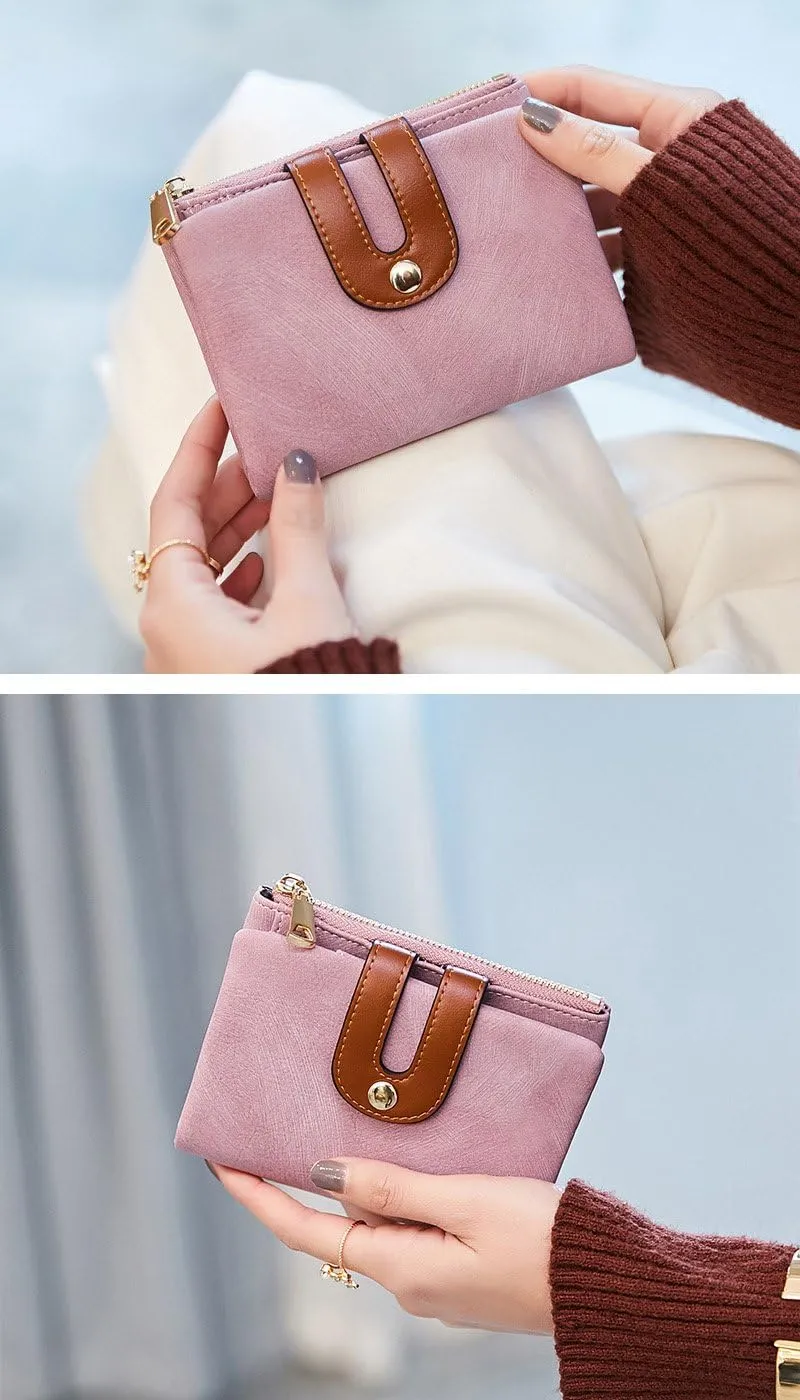 PofeeXIO Womens Wallets Small Rfid Ladies Bifold Wallet With Zipper Coin Pocket,Mini Purse Soft Compact Thin (Pink)
