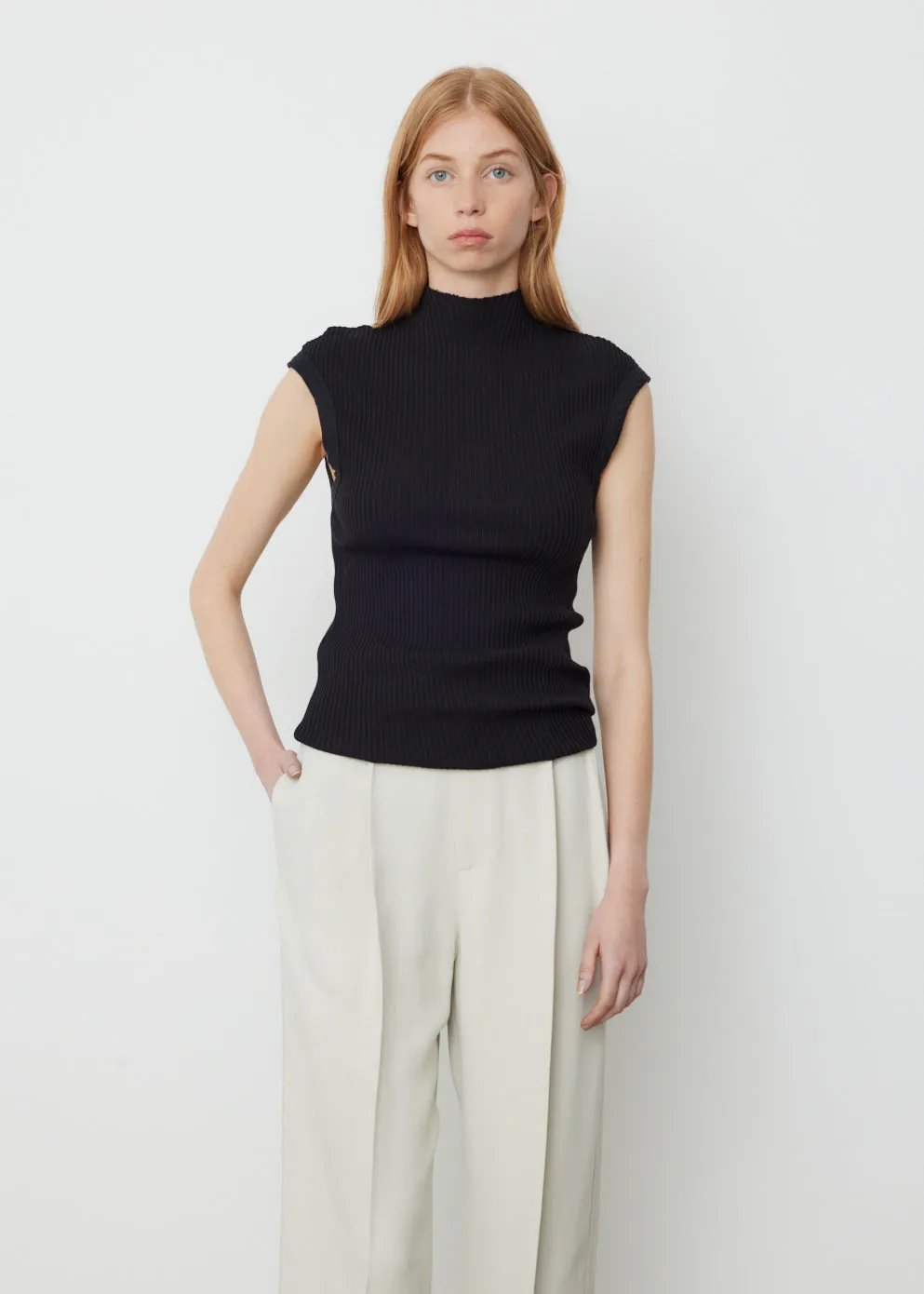 Raised Neck Drapey Rib Tank