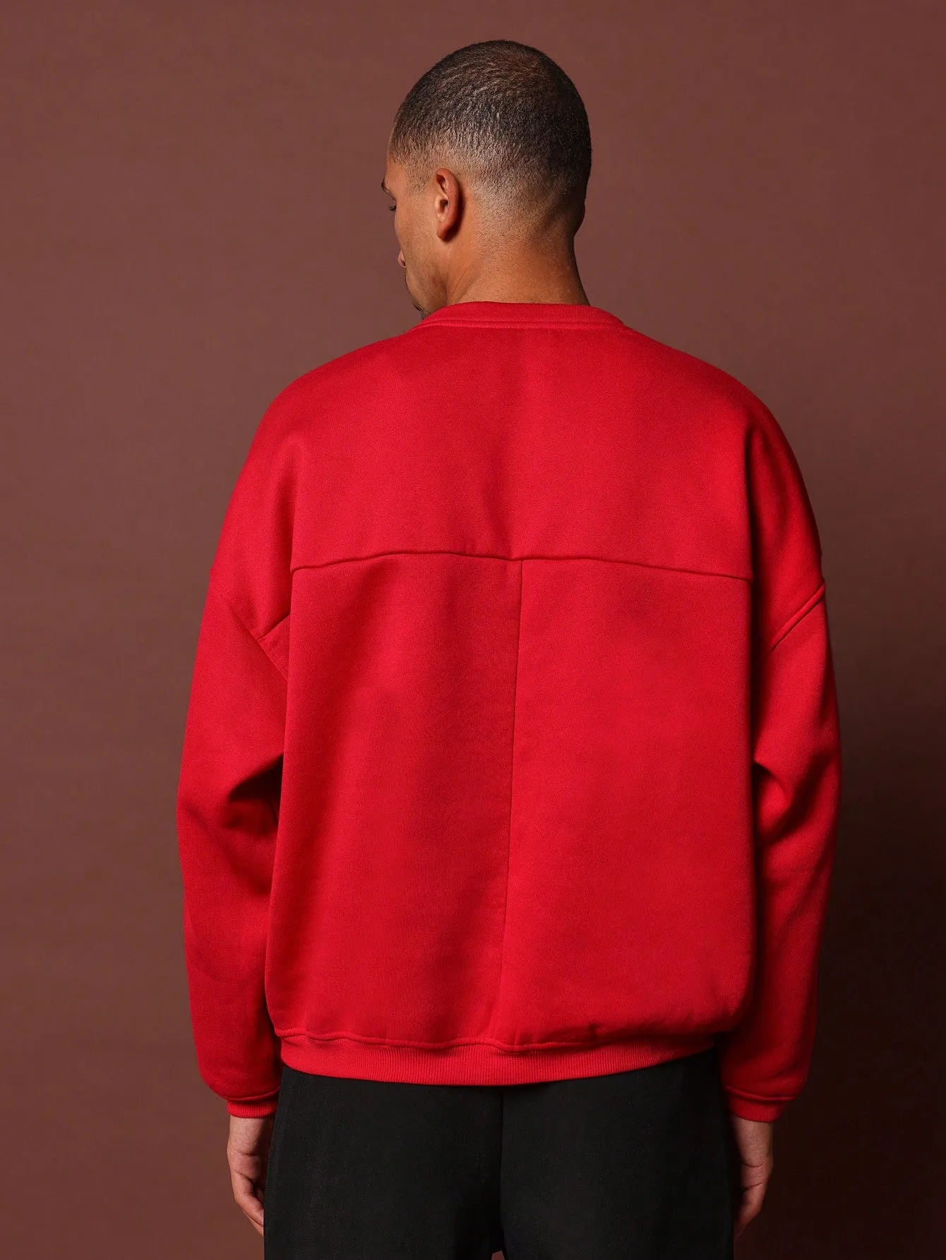 Regular Fit Crew Neck Sweatshirt With Side Stripe Sleeve Panel