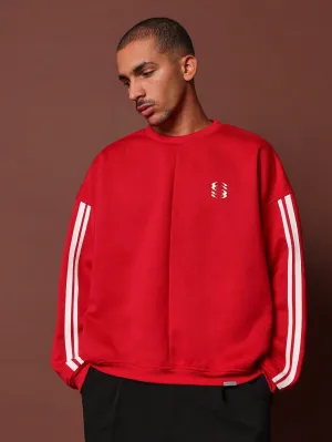 Regular Fit Crew Neck Sweatshirt With Side Stripe Sleeve Panel