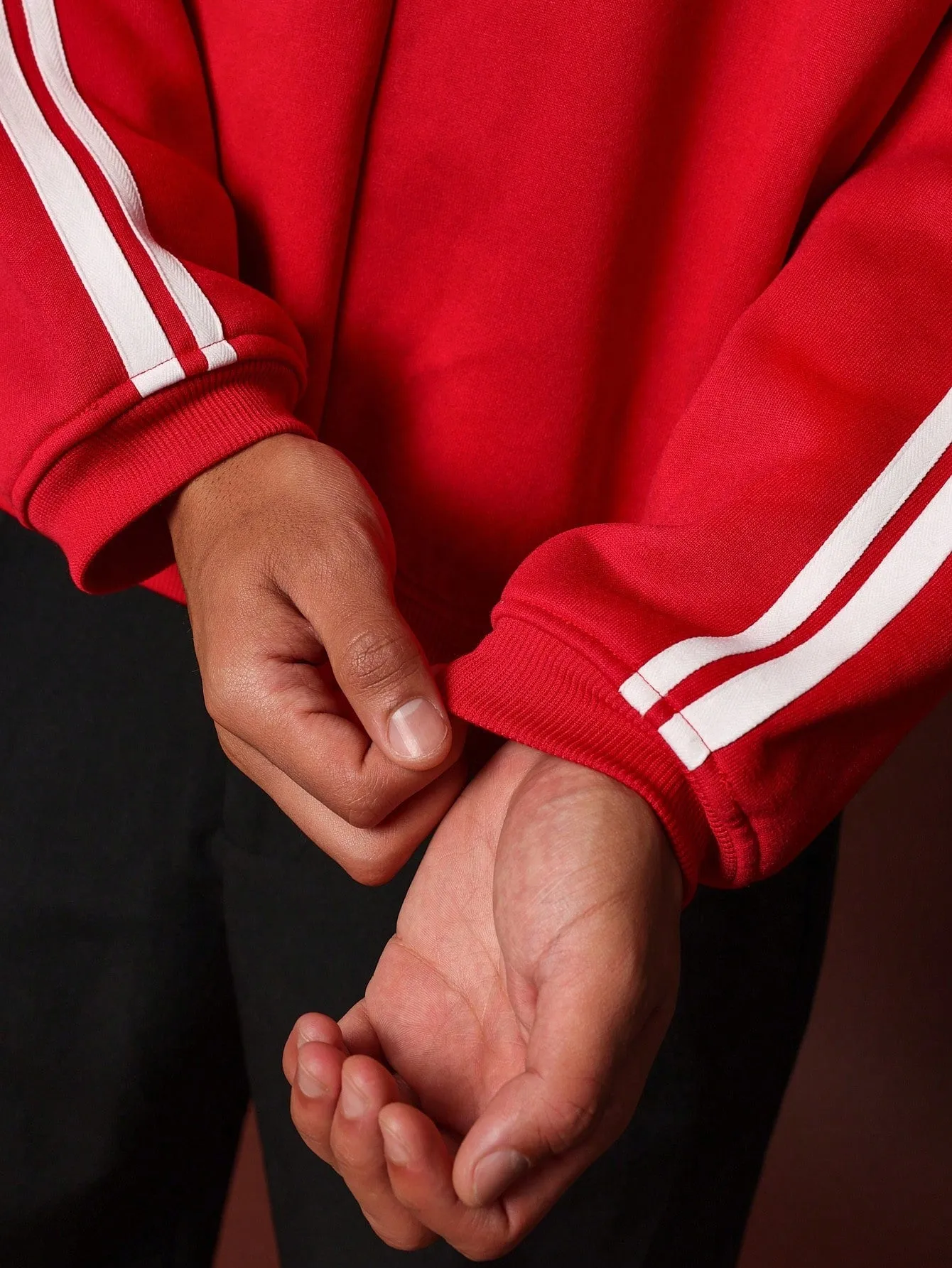 Regular Fit Crew Neck Sweatshirt With Side Stripe Sleeve Panel