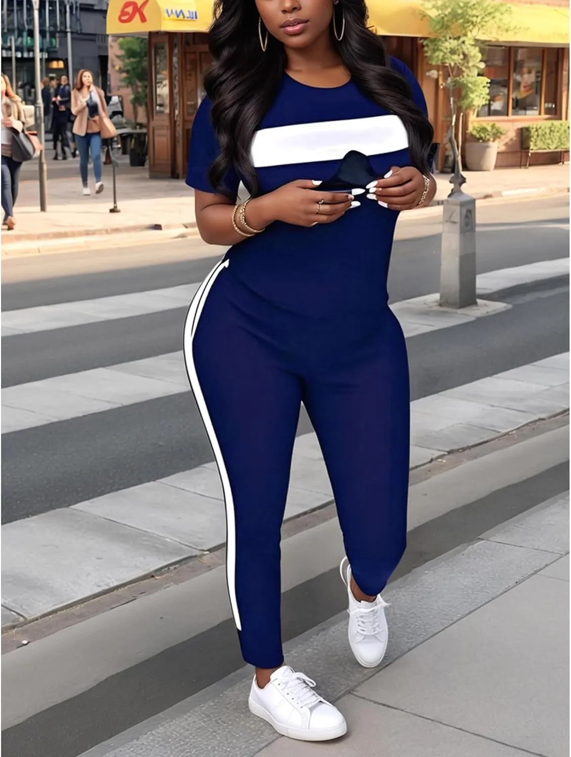 Remxi Workout Sets for Women Two Piece Outfits Jogging Sweat Suits Tops and Long Sweatpants Set Workout Tracksuit