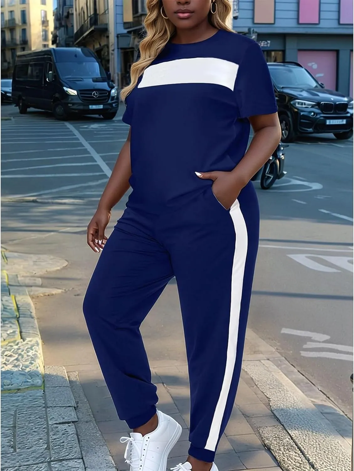 Remxi Workout Sets for Women Two Piece Outfits Jogging Sweat Suits Tops and Long Sweatpants Set Workout Tracksuit