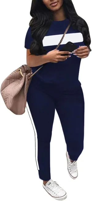 Remxi Workout Sets for Women Two Piece Outfits Jogging Sweat Suits Tops and Long Sweatpants Set Workout Tracksuit